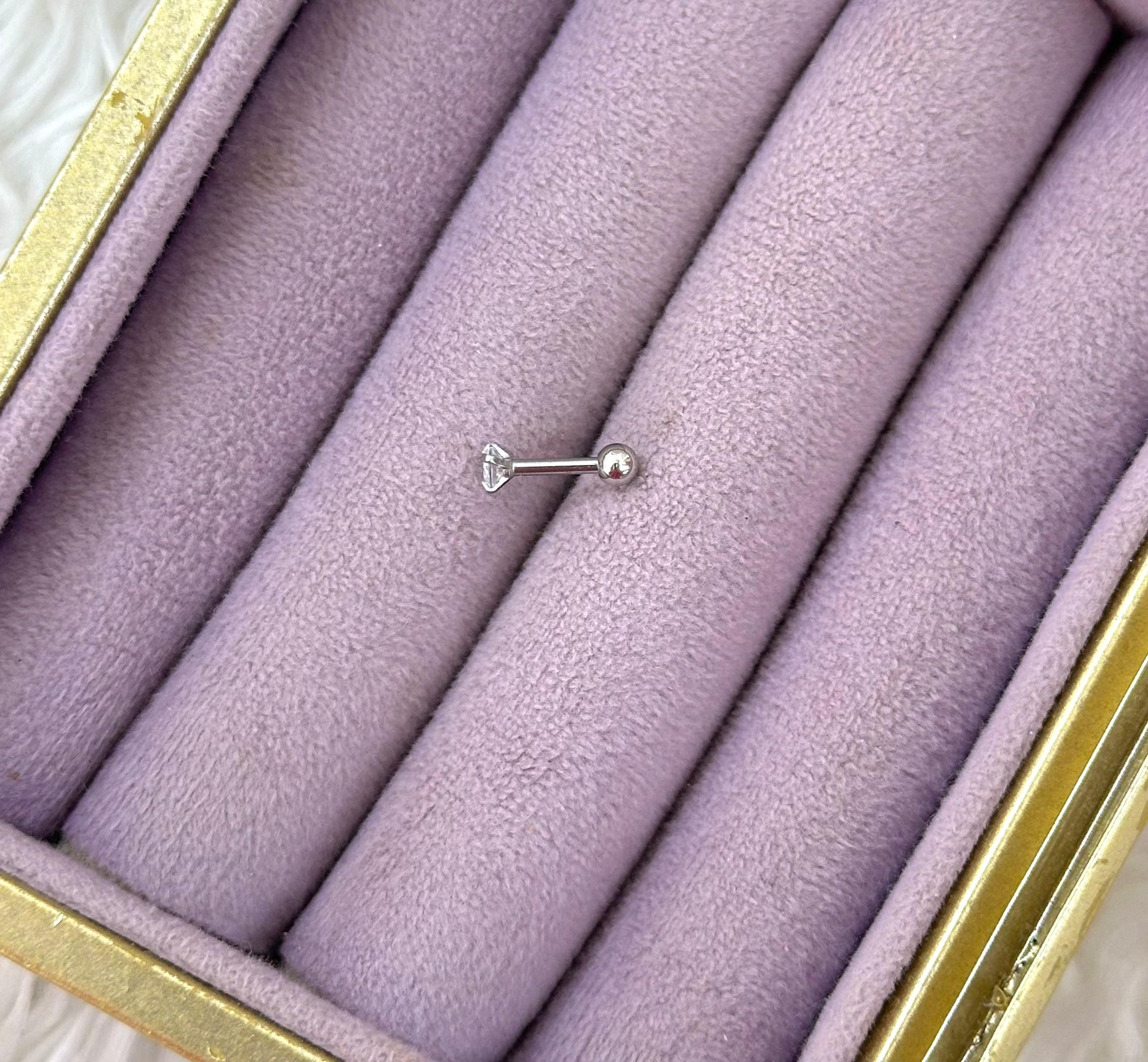 💎 Mini Tektaş – Zirkon Stud Piercing (Çelik)