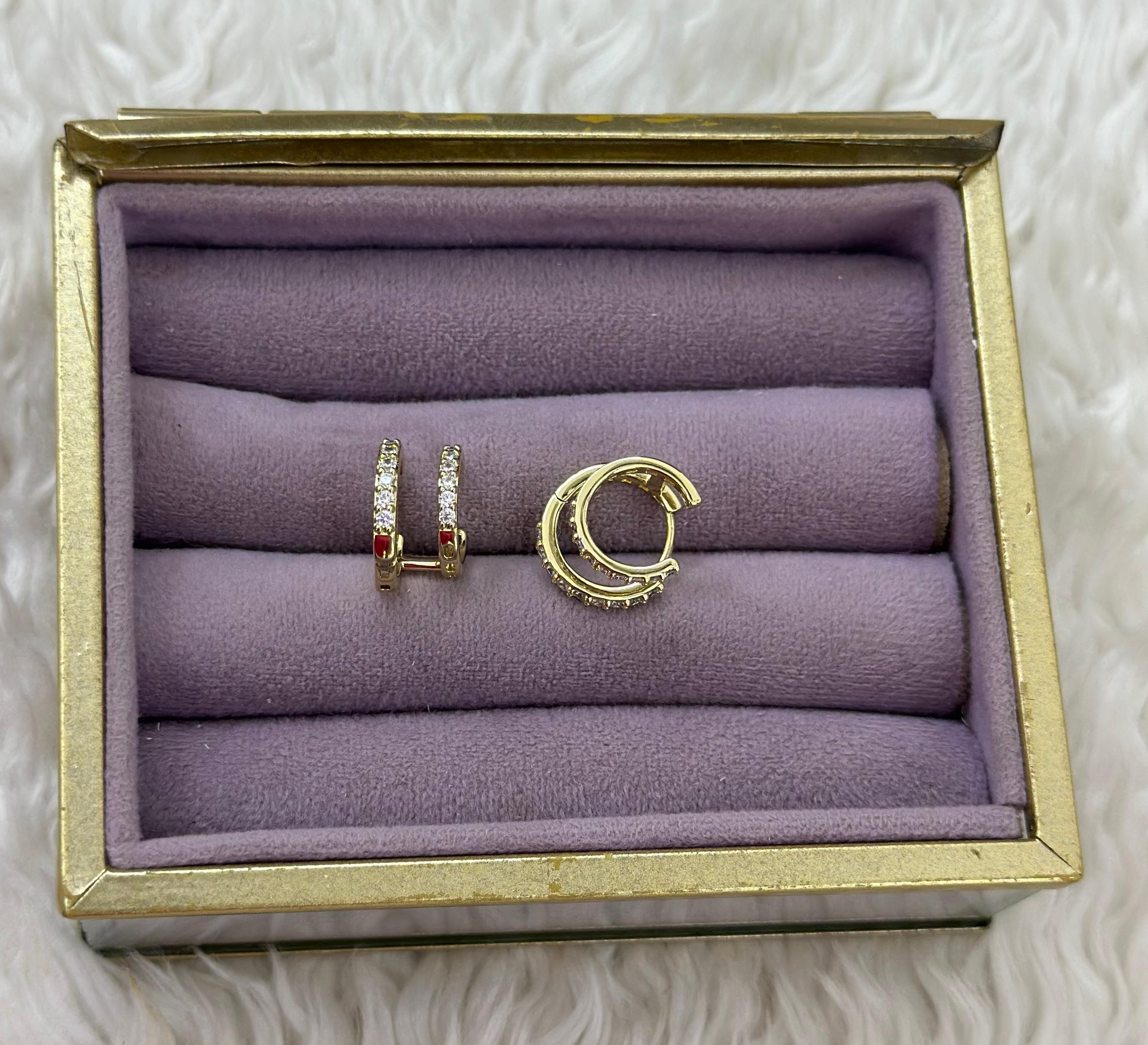 🌟 Çift Halka Görünümlü Xuping Küpeler (Zirkon Detaylı) ✨