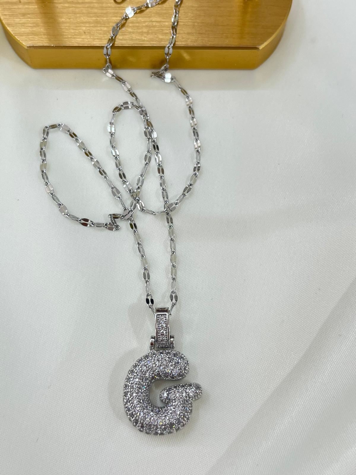 Çelik Silver G Harf Kolye 45cm