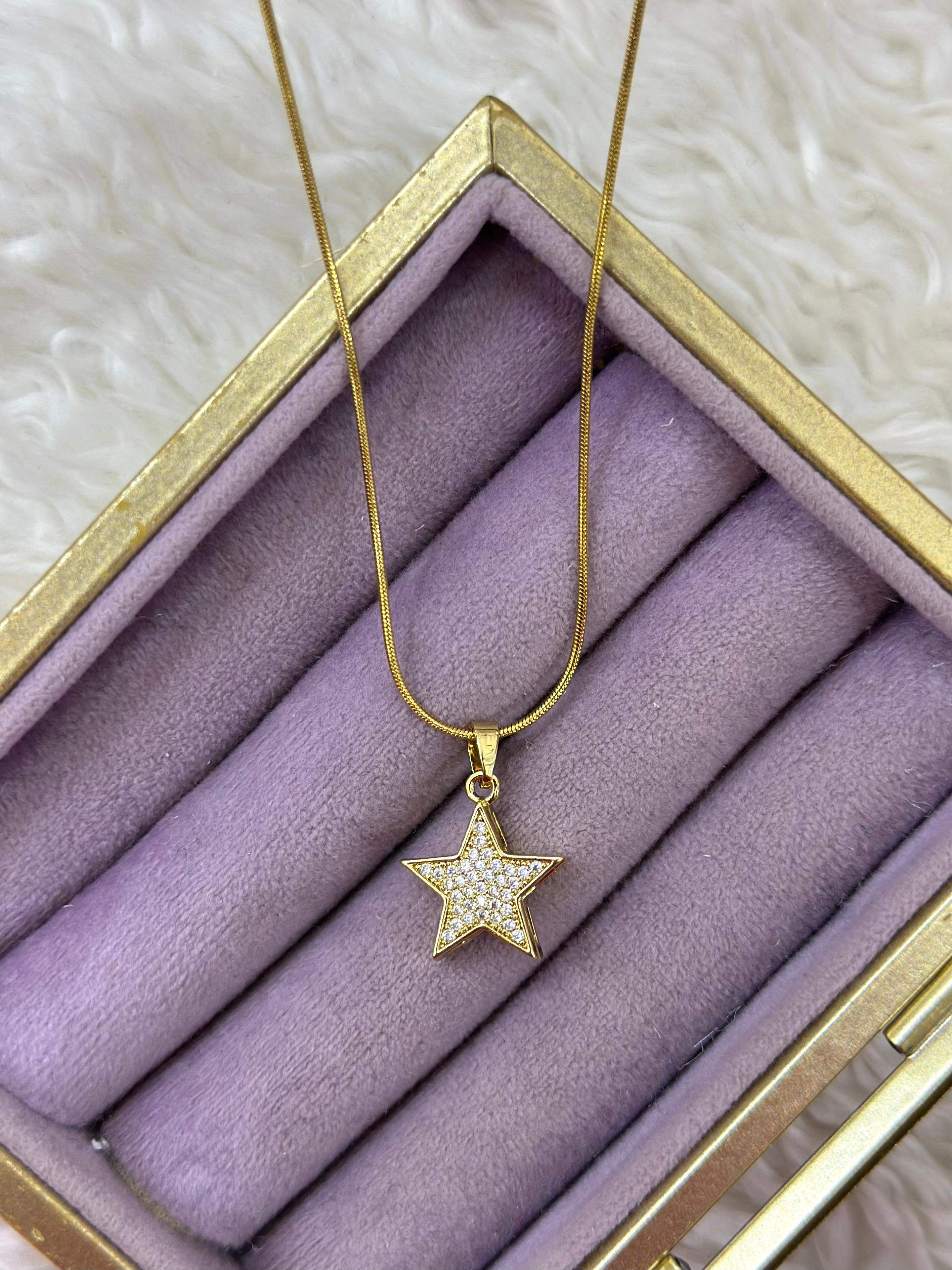 ⭐✨ Parıltılı Yıldız Işığı Gold Kolye ✨⭐