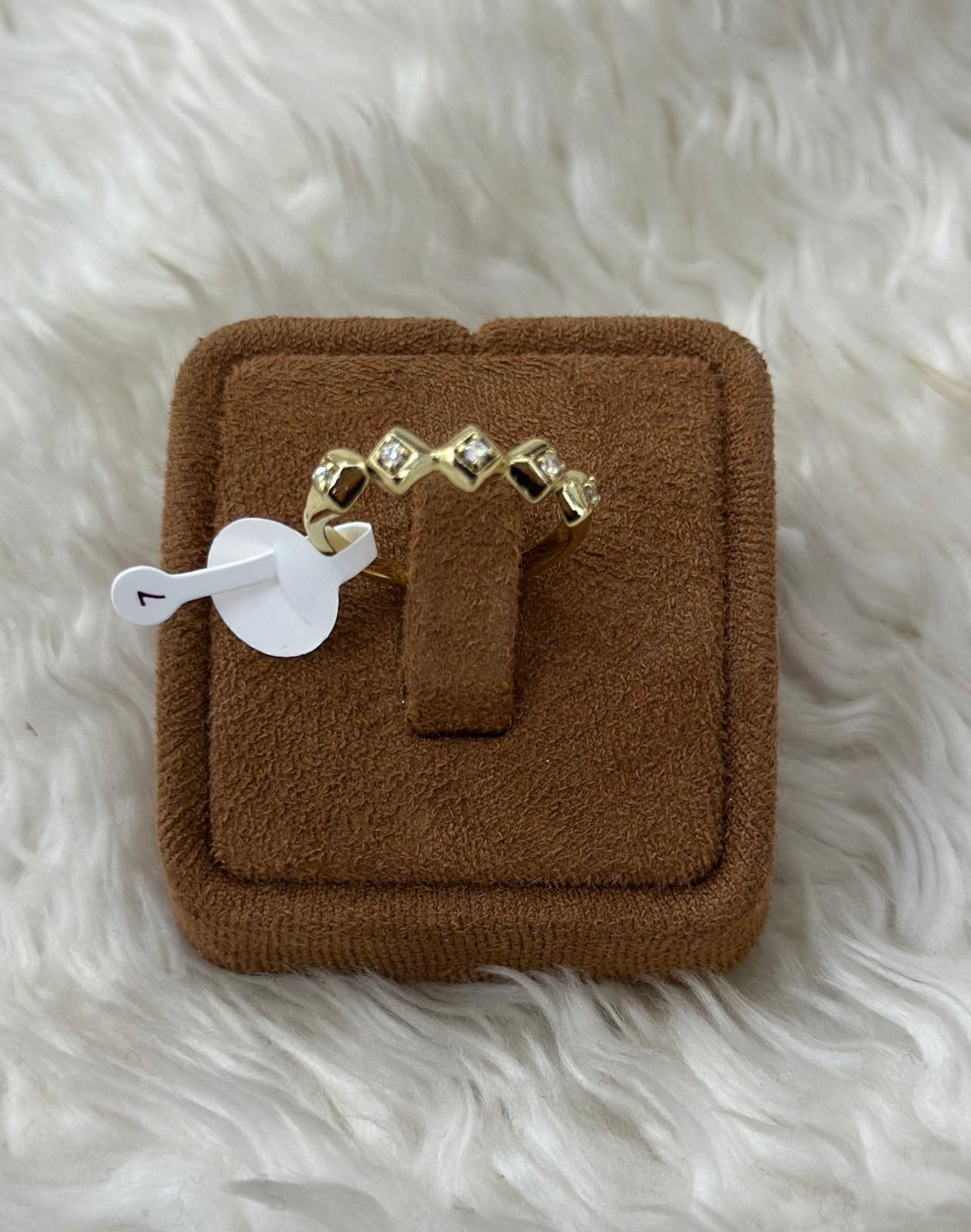 💍 Beden 7 | Geometrik Sıralı Xuping Zirkon Yüzük 💎