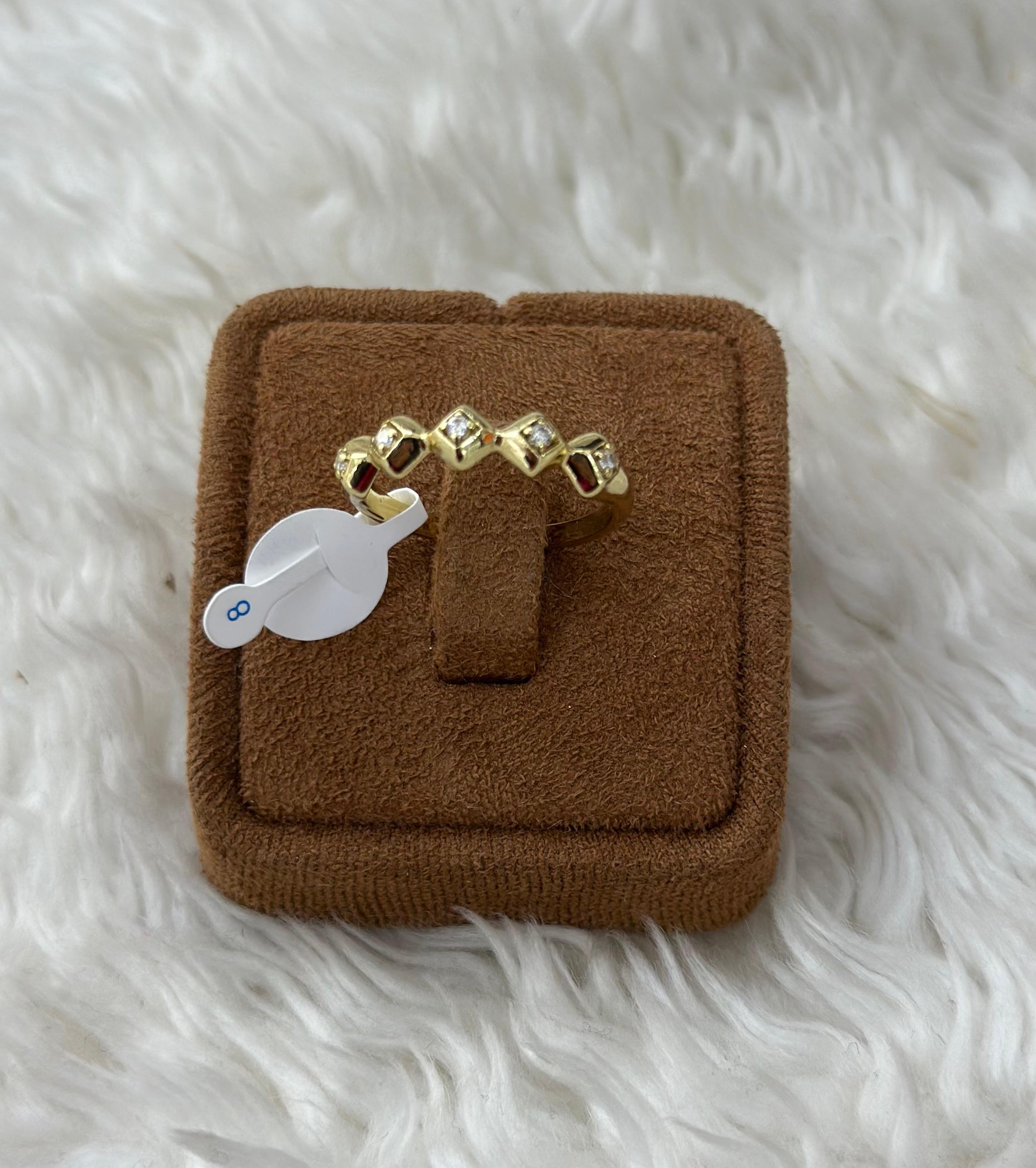 💍 Beden 8 | Geometrik Sıralı Xuping Zirkon Yüzük 💎