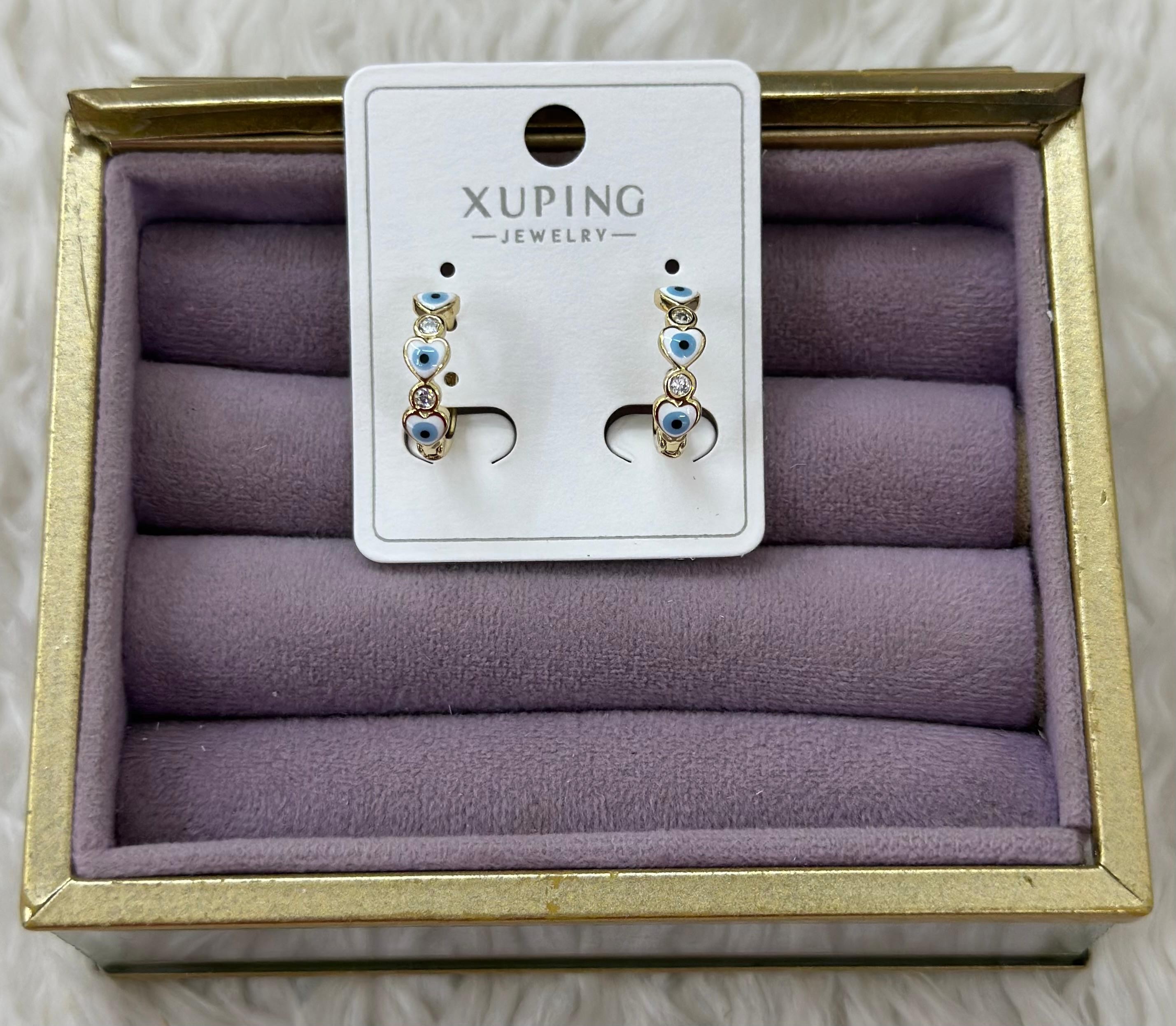 🧿 Koruyucu Göz ve Kalp Detaylı Xuping Küpeler 💙