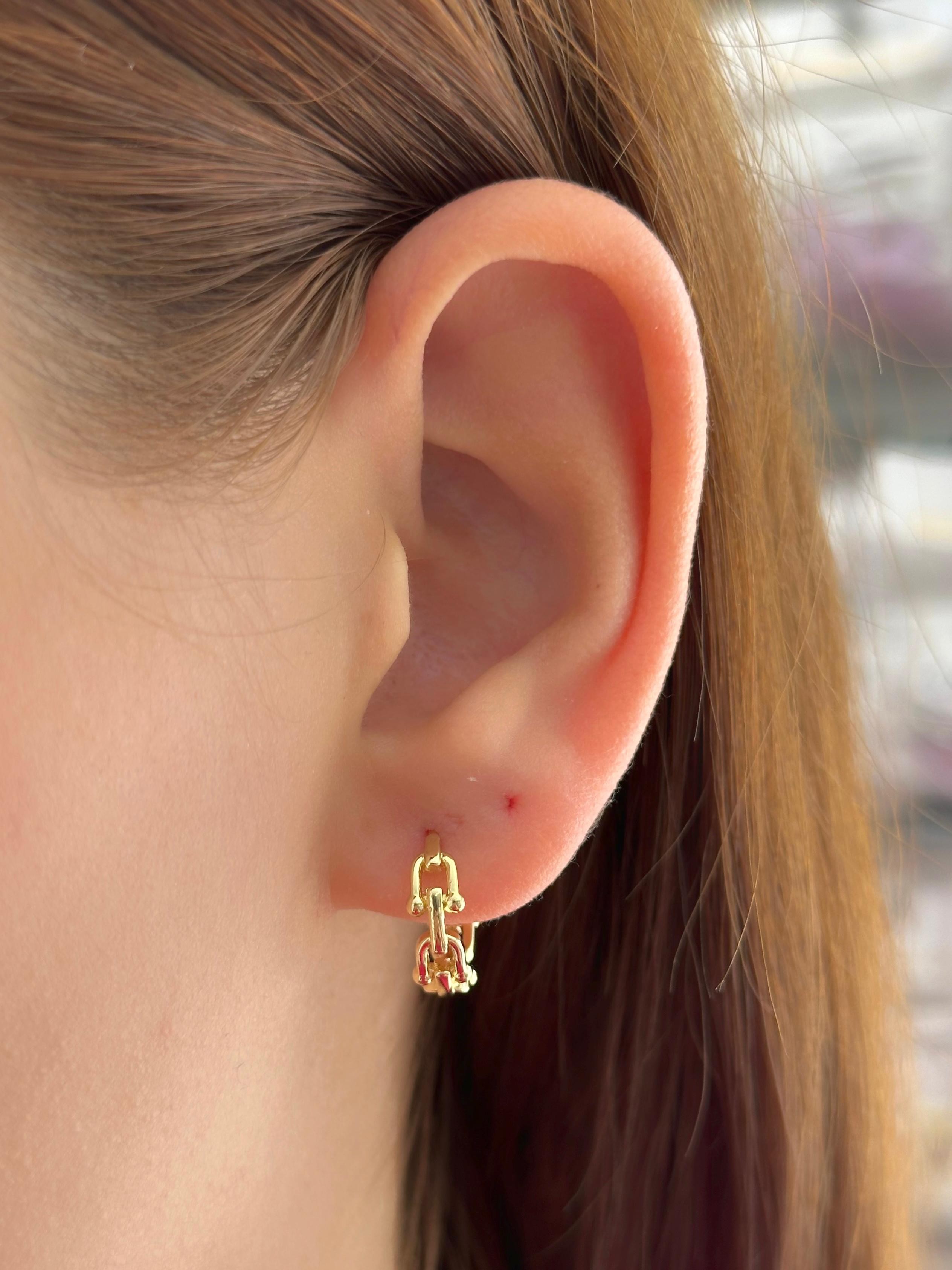Çifte Link Mini Halka ⛓️💛 (Gold Çelik)