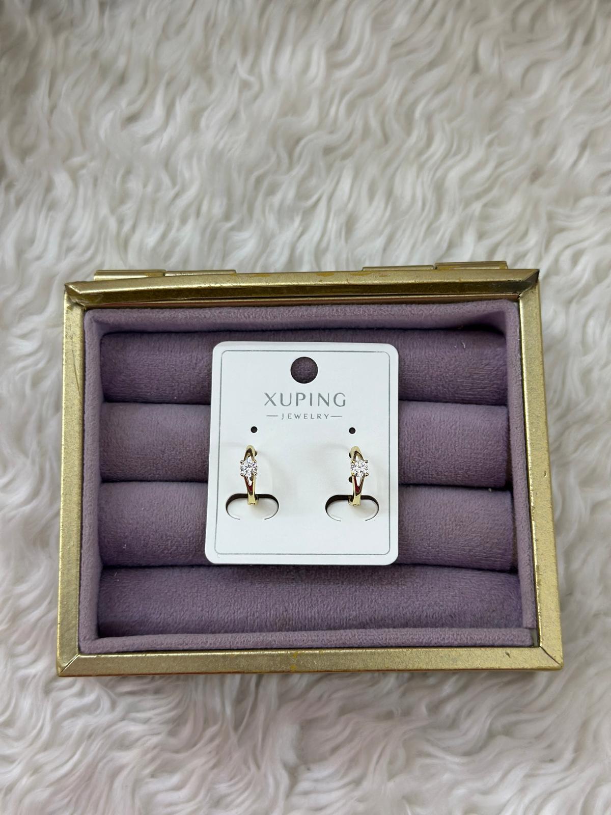 🌸 Xuping Tek Taş Detaylı Gold Küpe ✨💛