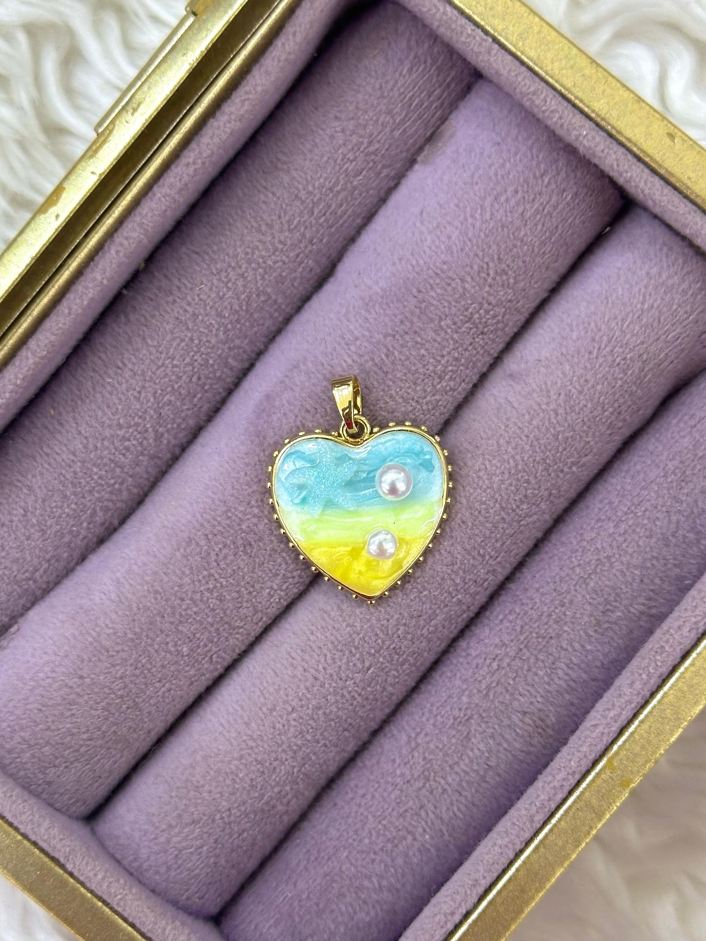 💙 Gökkuşağı Kalp İnci Kolye Ucu 💛