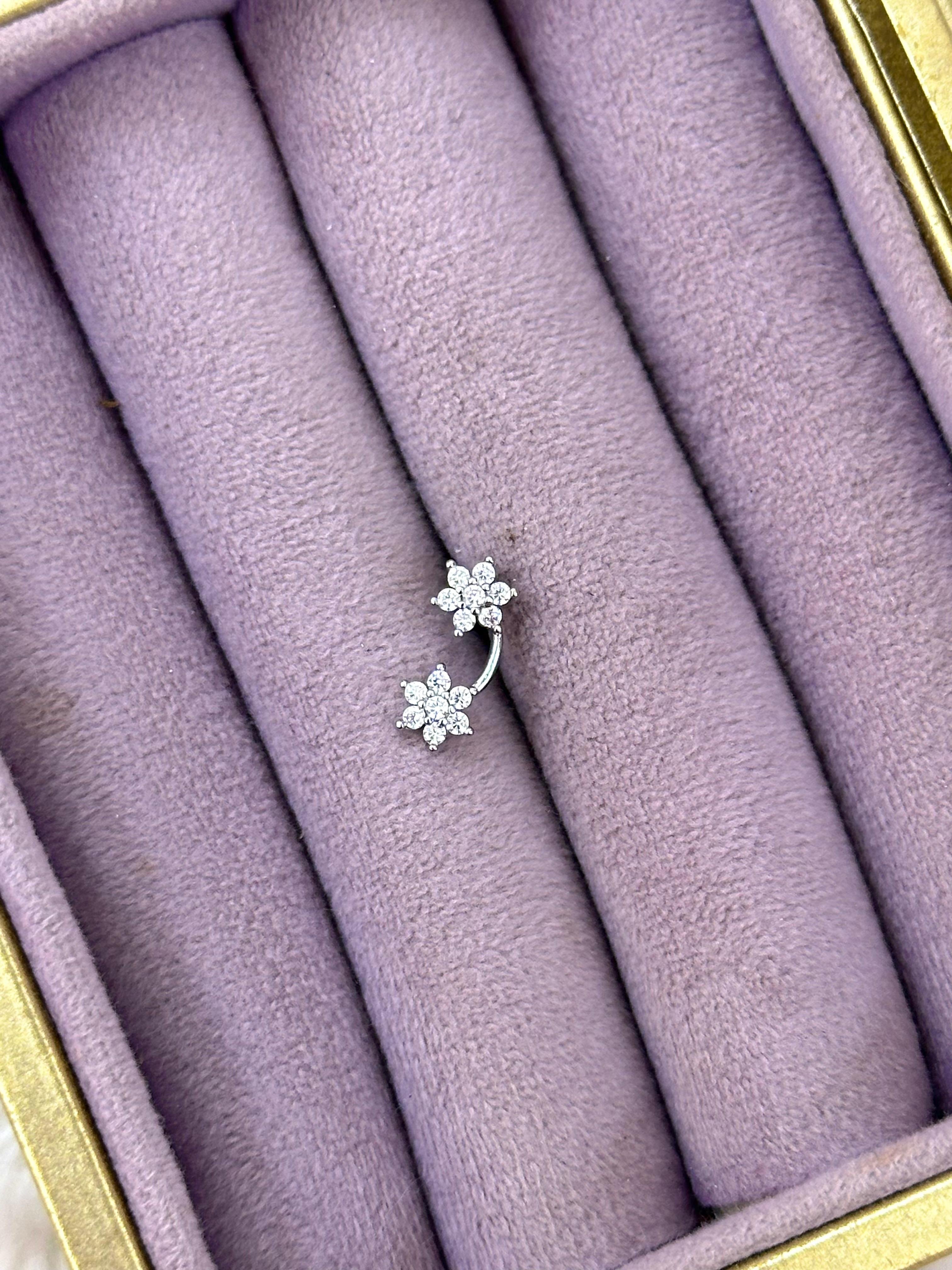 ✨ İkili Çiçek Kavis Çelik Piercing ✨