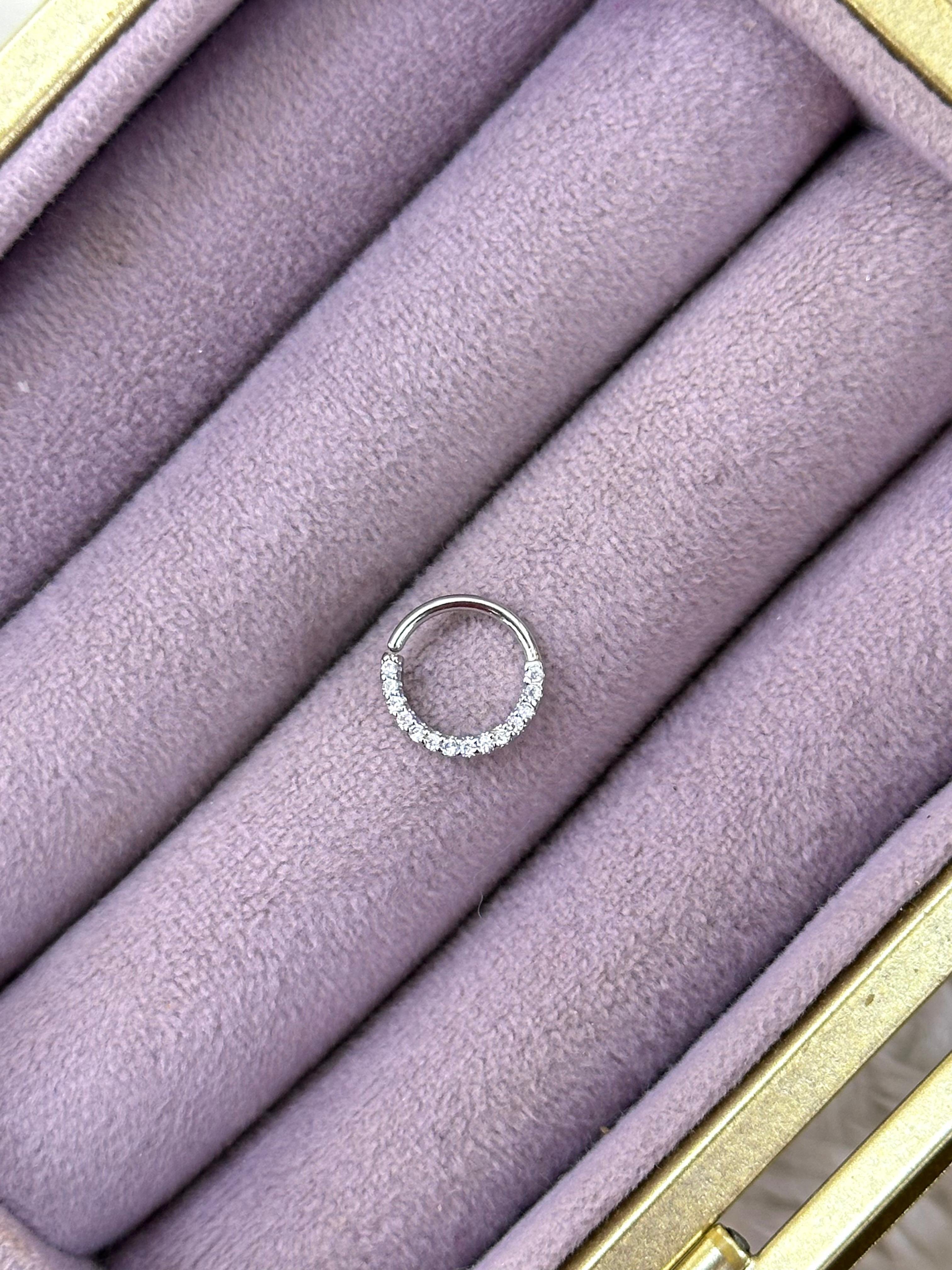 ⭕ Pavé Yarım Halka – Clicker/Segment Piercing (Çelik)