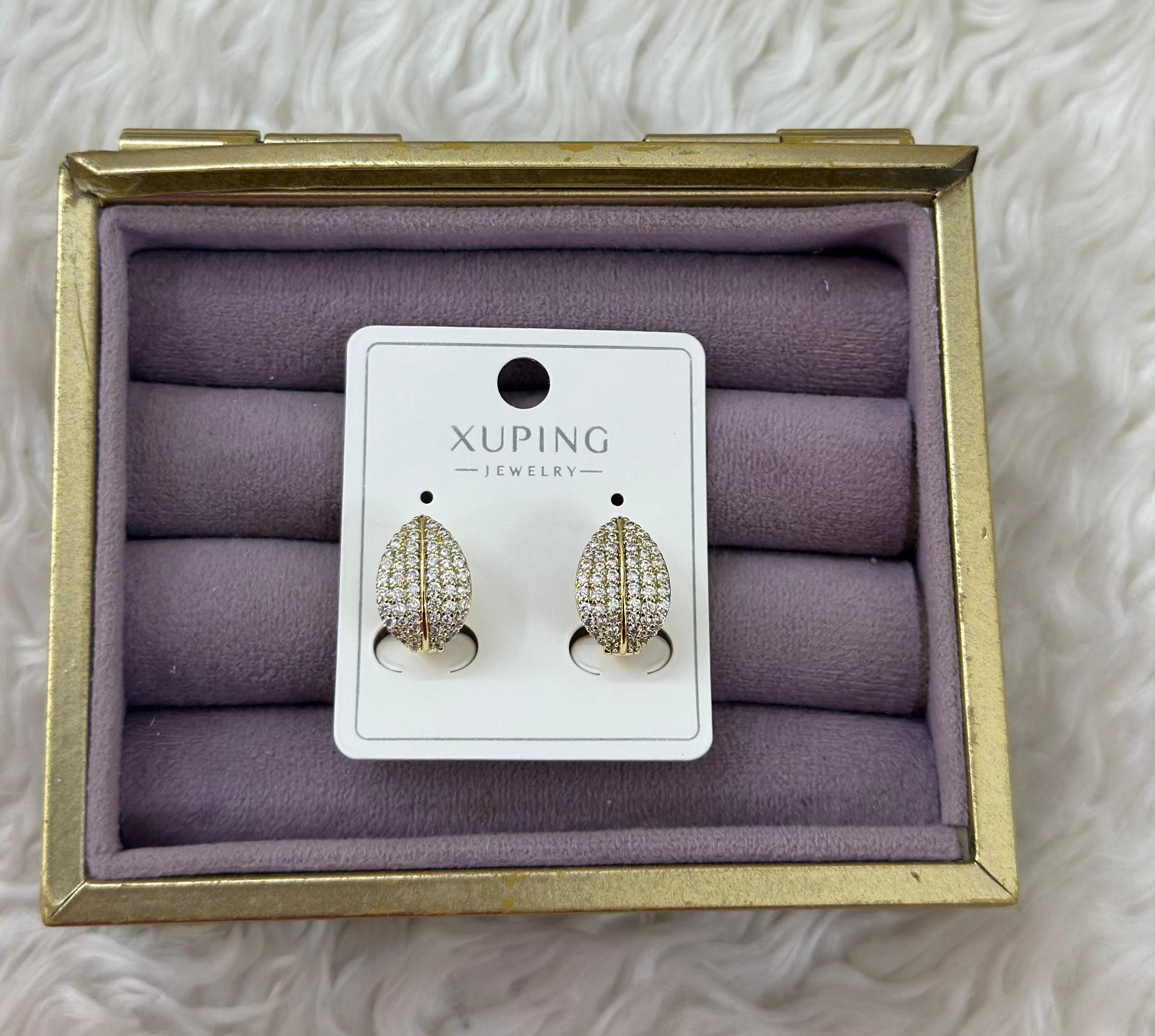 💎🌙 Xuping Gold Oval Taşlı Küpe ✨💛