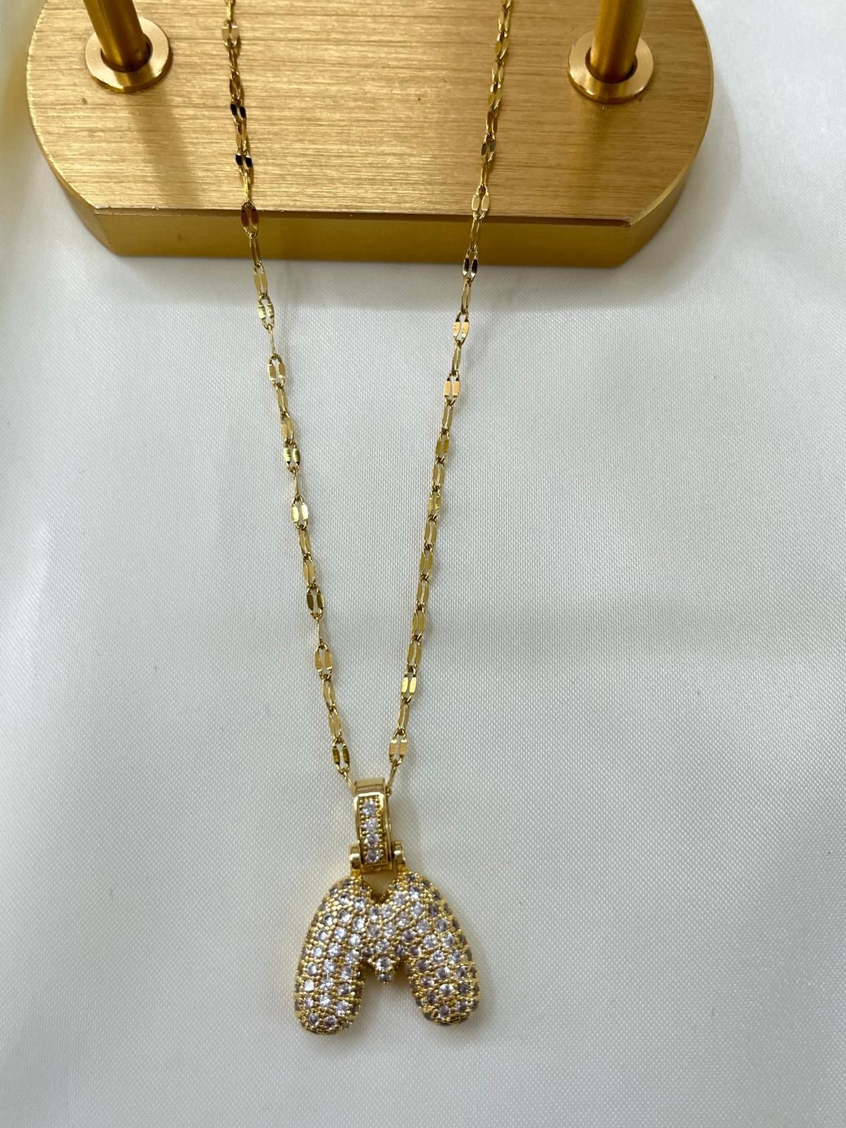 Çelik Gold M Harf Kolye 45cm