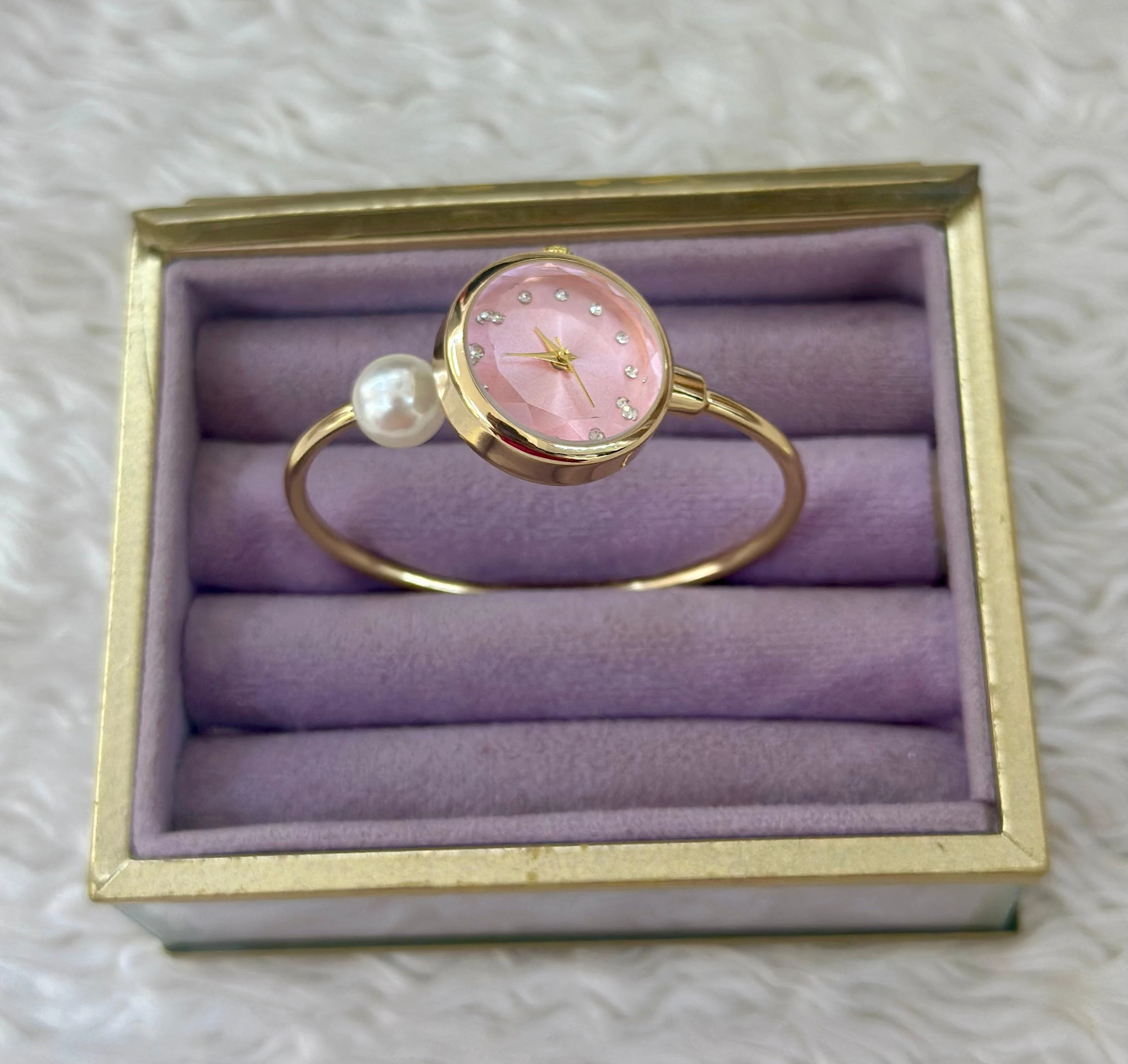 👑 Gül Pembe İnci Bilezik Saat 🌸