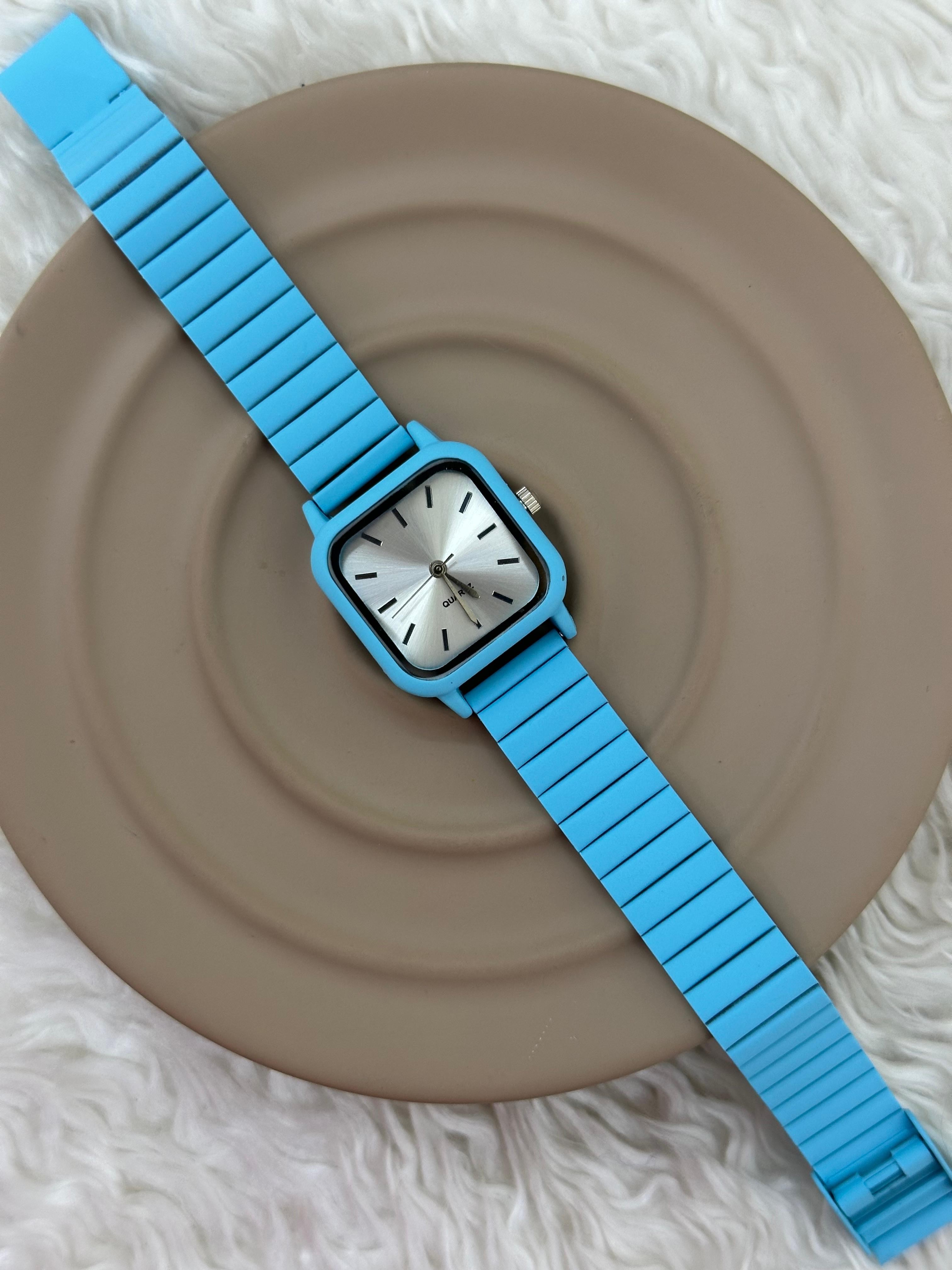 Square Mavi Silikon Unisex Kol Saati