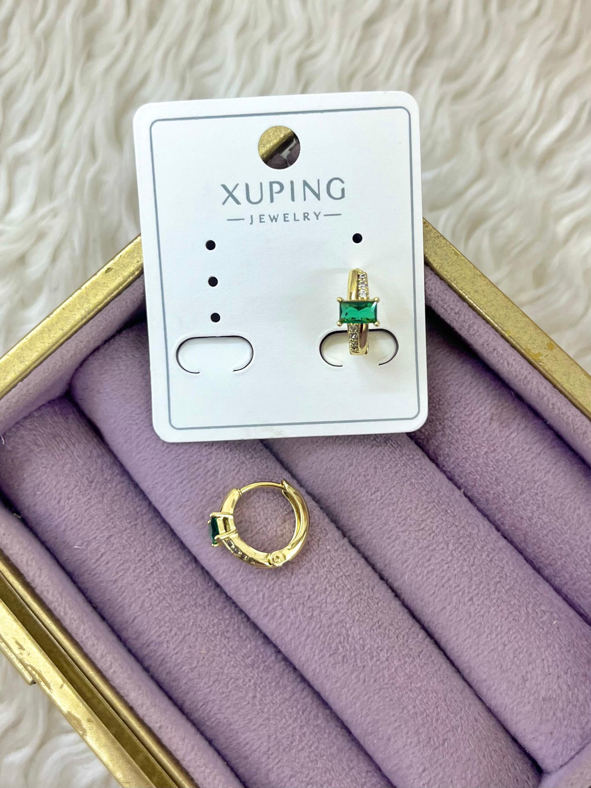 💚 Xuping Zümrüt Taşlı Küpe – Yeşilin Asaleti & Altın Işıltı 💎🌿