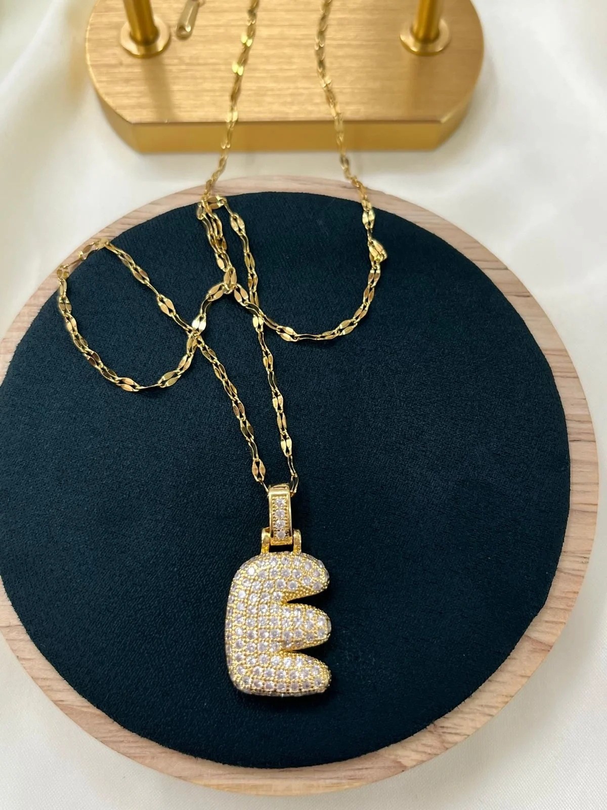 Çelik Gold E Harf Kolye 45cm