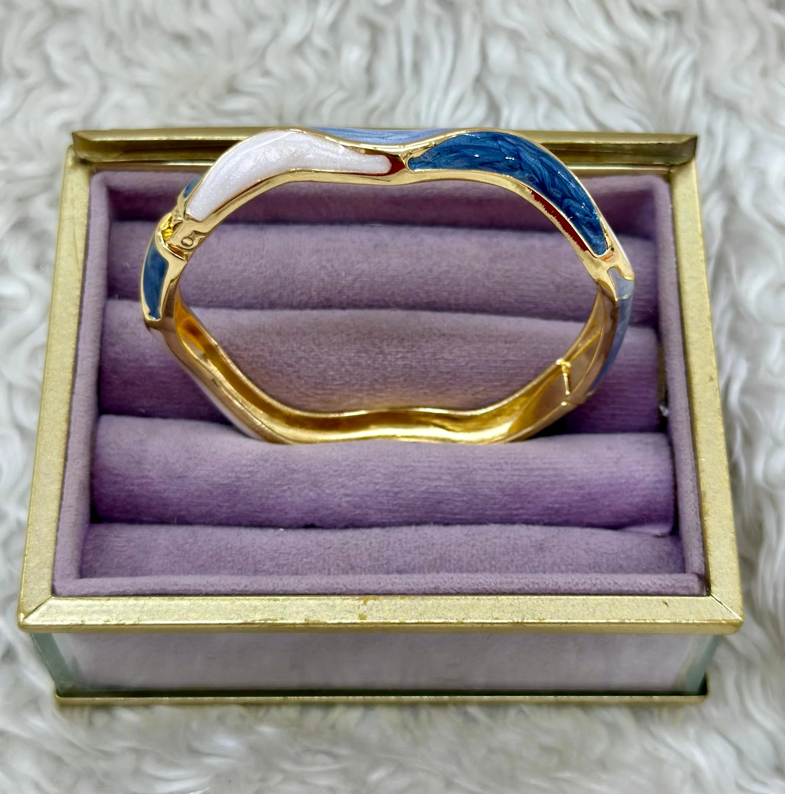 Okyanus Dansı | Dalgalı Mavi Beyaz Emaye Bilezik! 💙