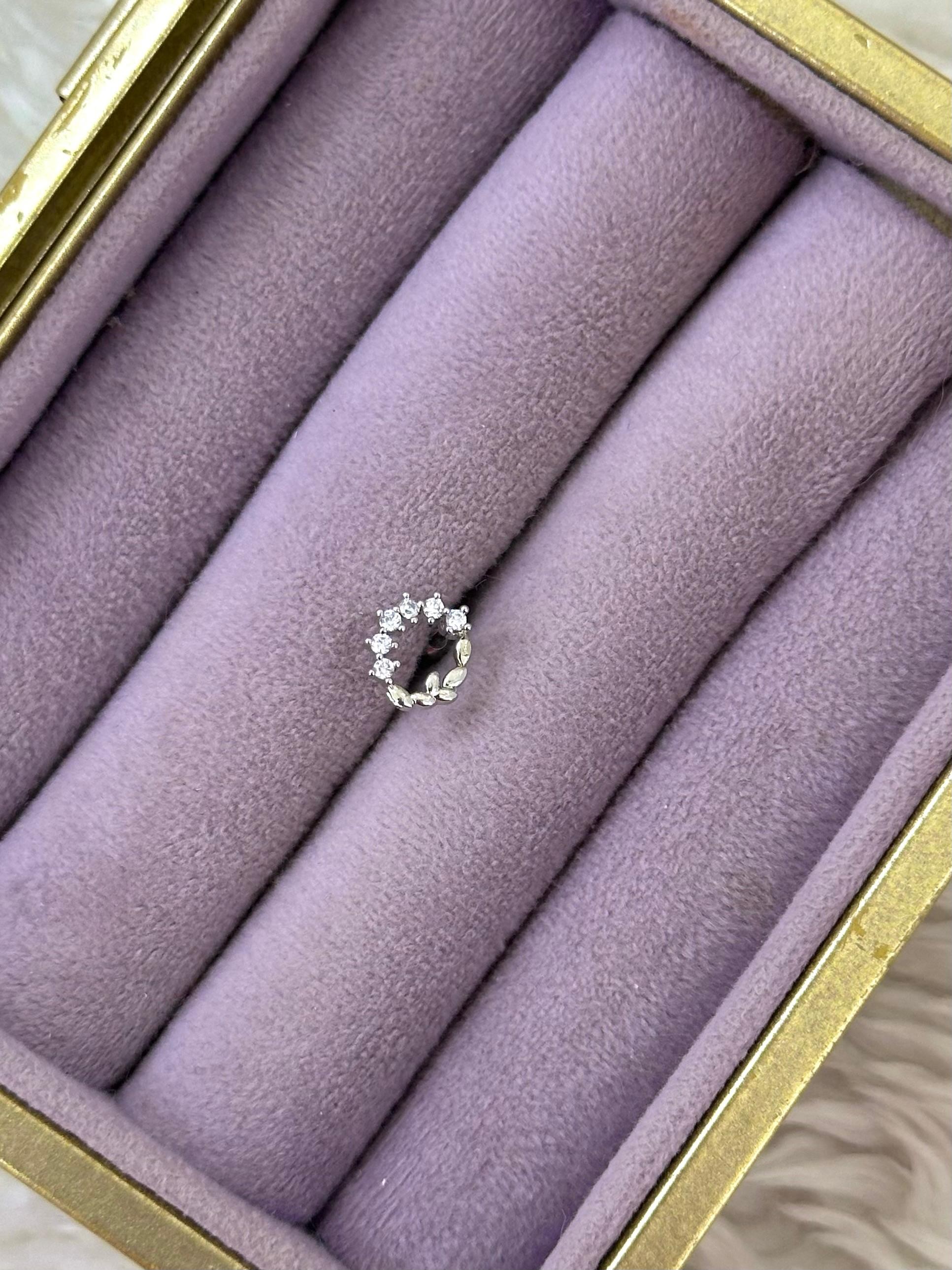 ✨ Zirkon Yaprak Çember Çelik Piercing ✨