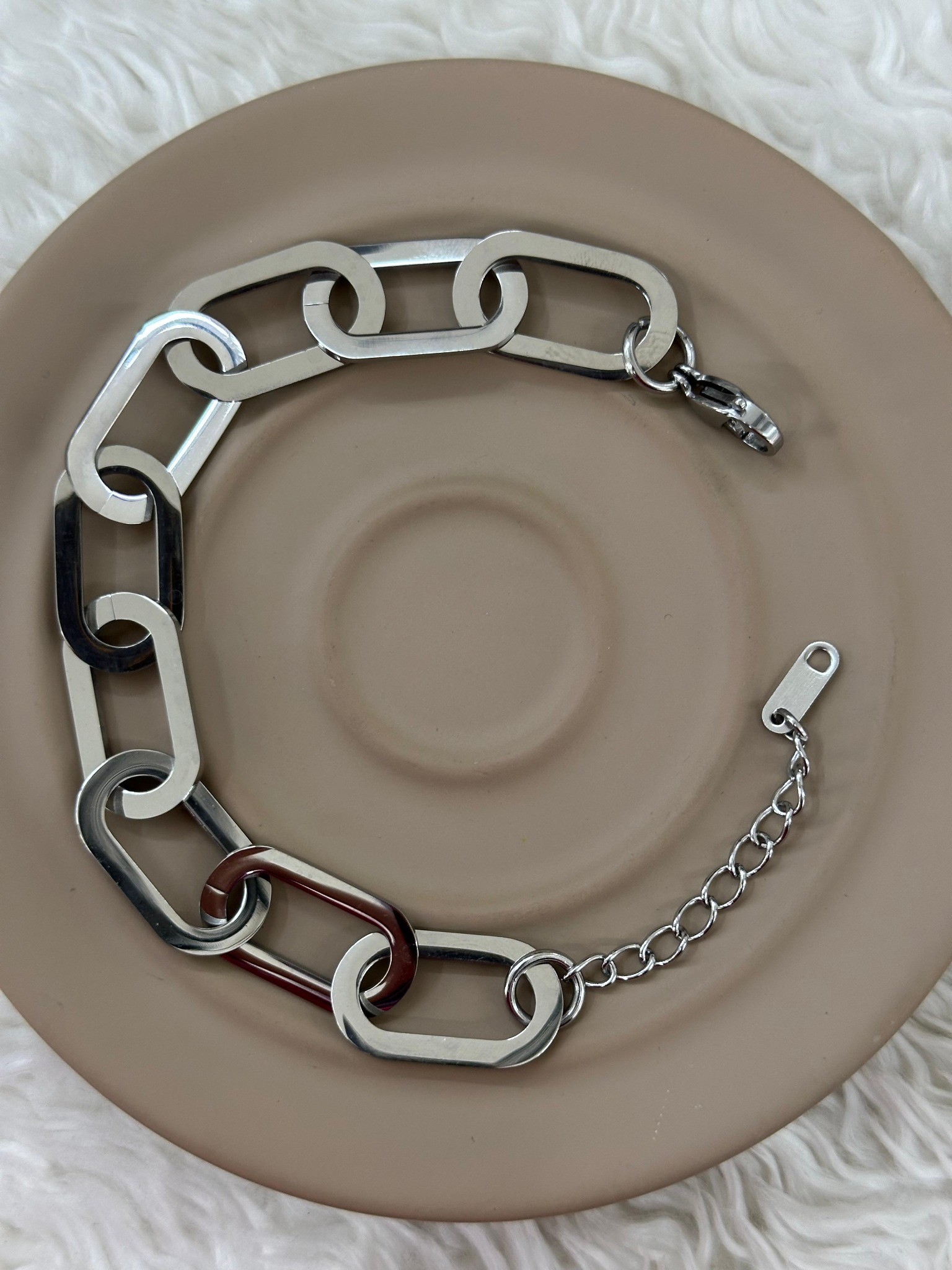 Karışık Metal Renkli Halka Zincir Çelik Bileklik