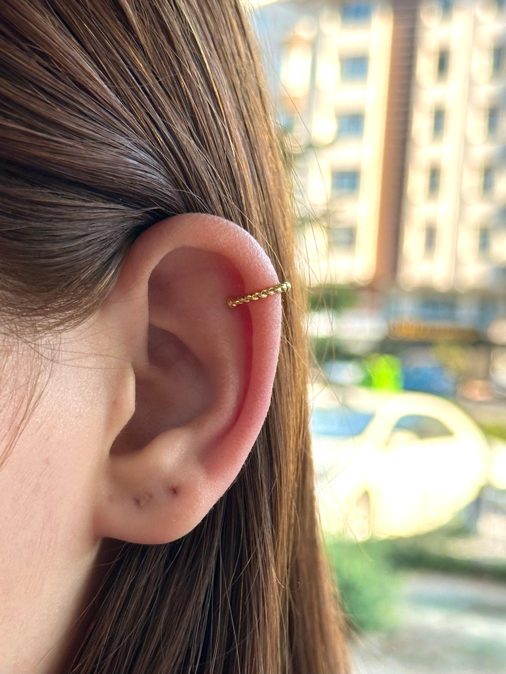  Çelik İnce Burgu Halka Ear Cuff Kıkırdak Küpe – Gold