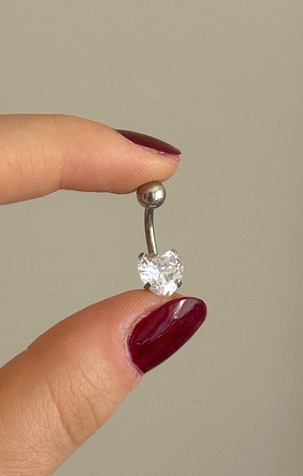 ✨ Kalp Işıltı Çelik Göbek Piercing ✨