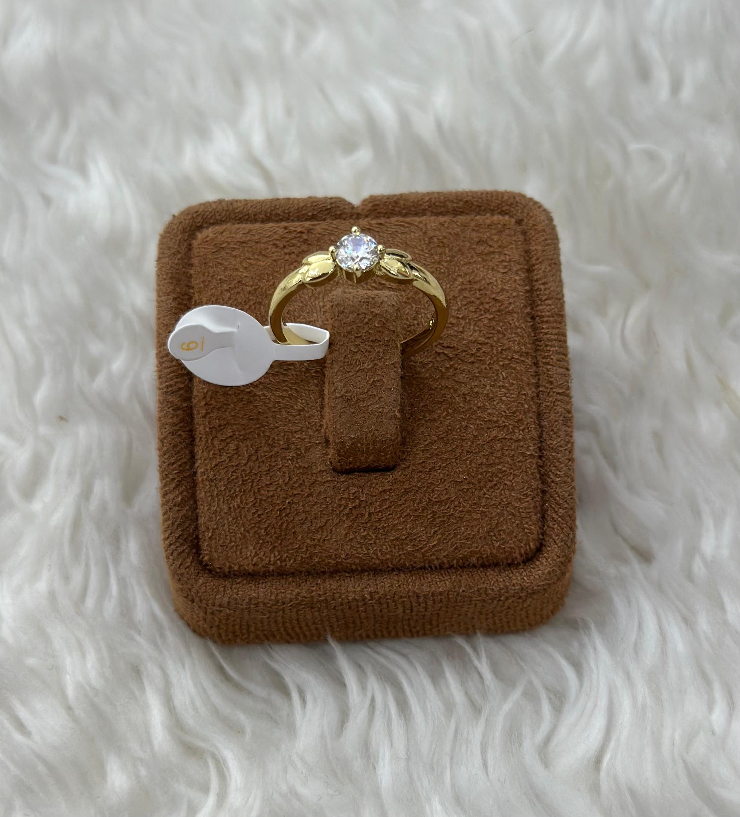 💍 Beden 6 | Xuping Yaprak Detaylı Tektaş Yüzük