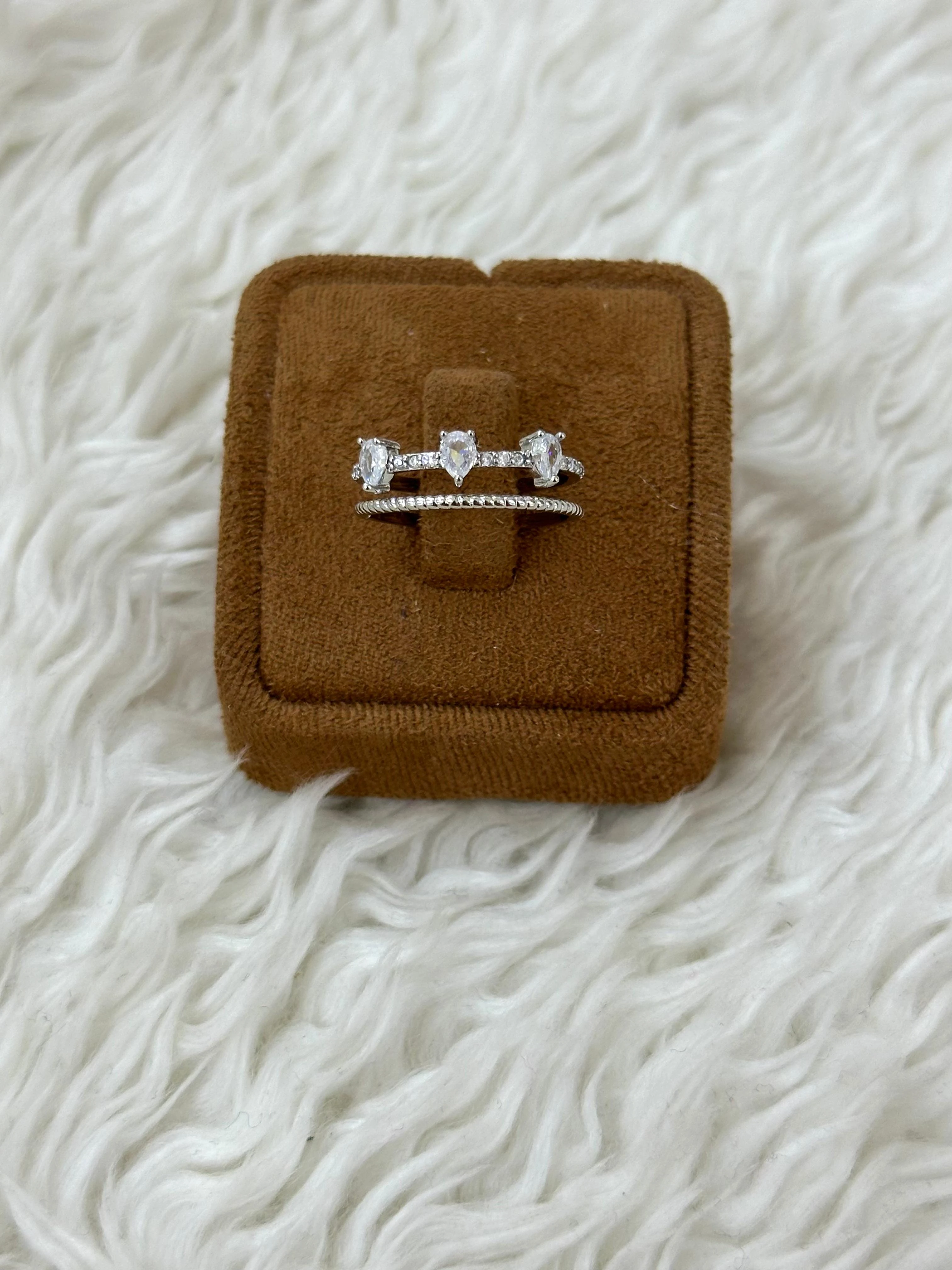 Işıltılı 👑 Kraliçe Damlası İkili Yüzük