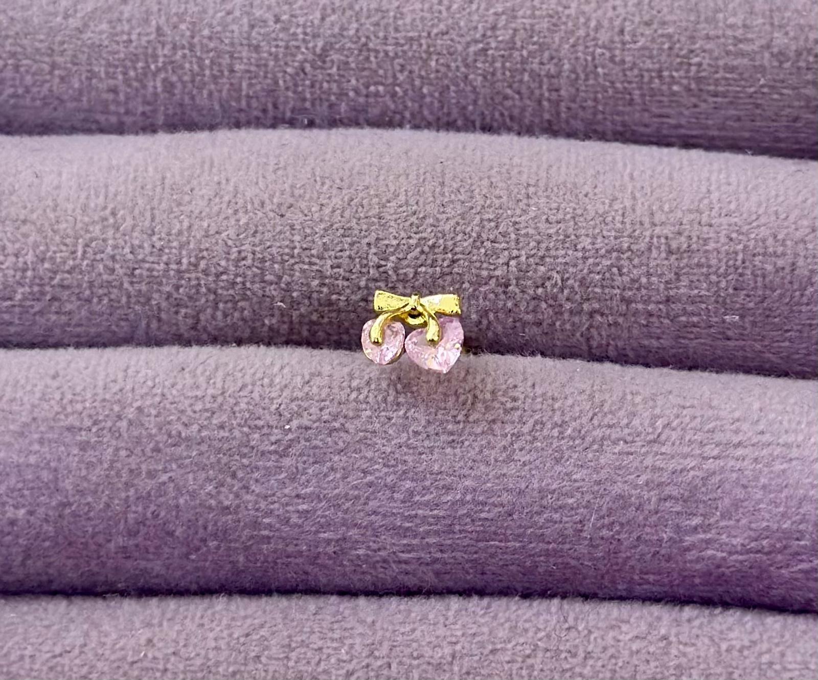 🍒 Pembe Taşlı Altın Kiraz Pıercıng