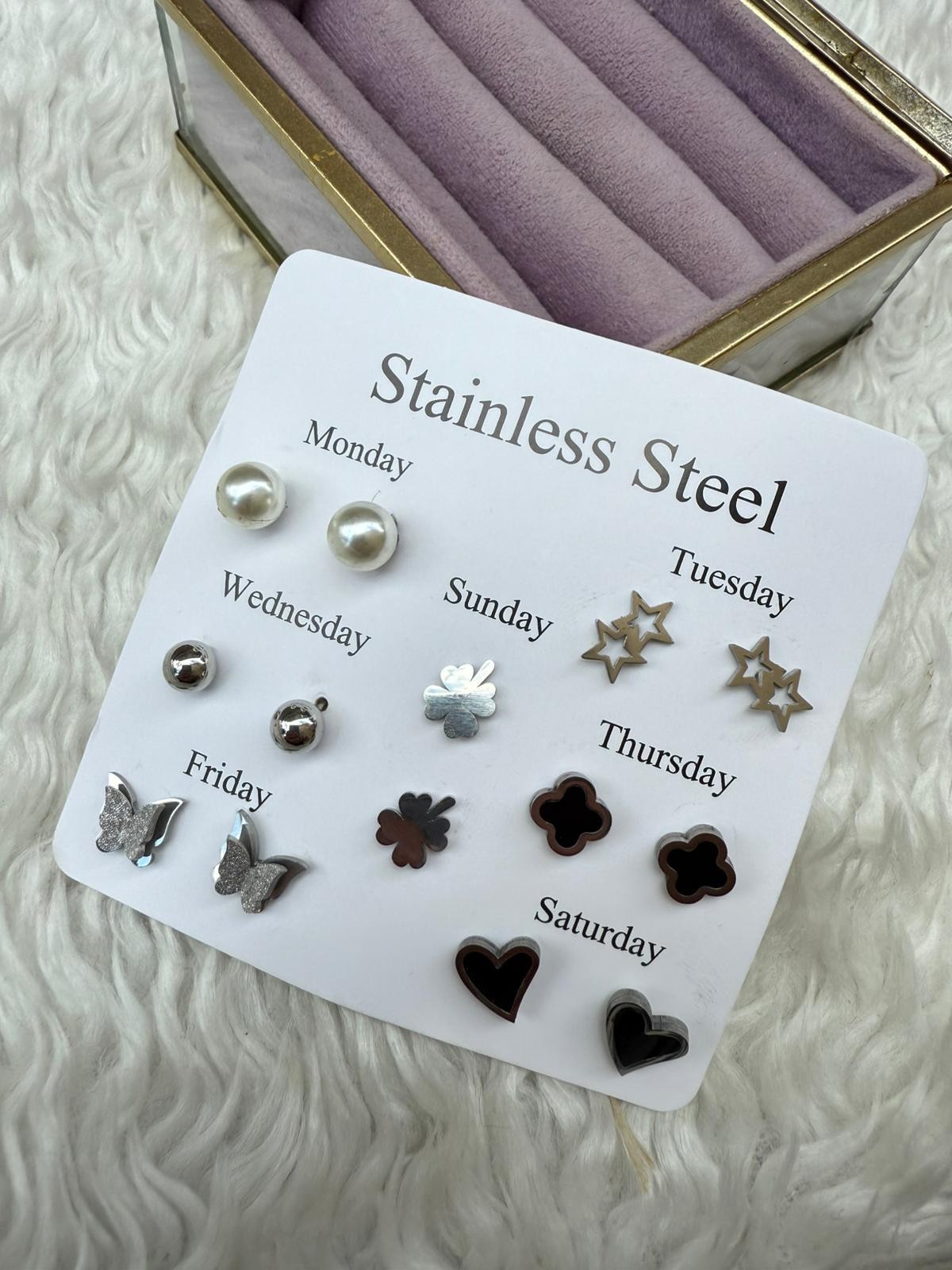Haftalık Stil Seti – 7’li Stainless Steel Çelik Küpe Seti