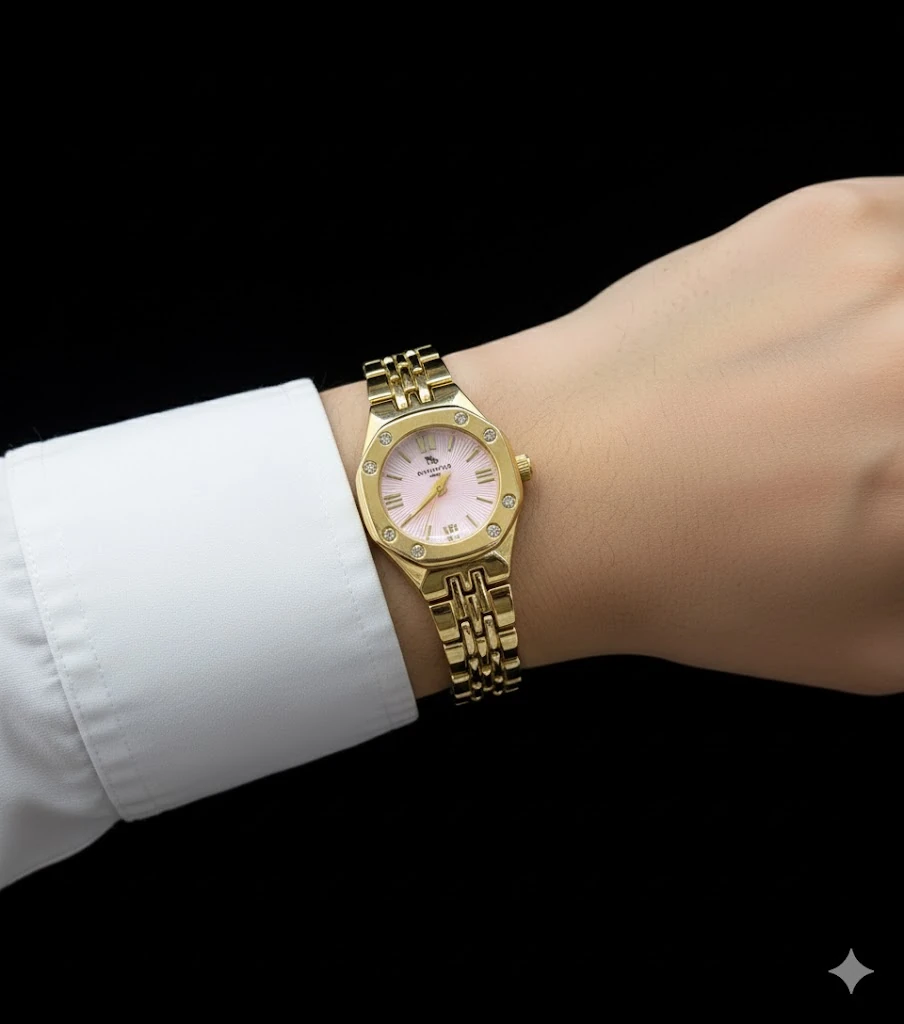  PEMBE LÜKS BILEZİK SAAT 👑