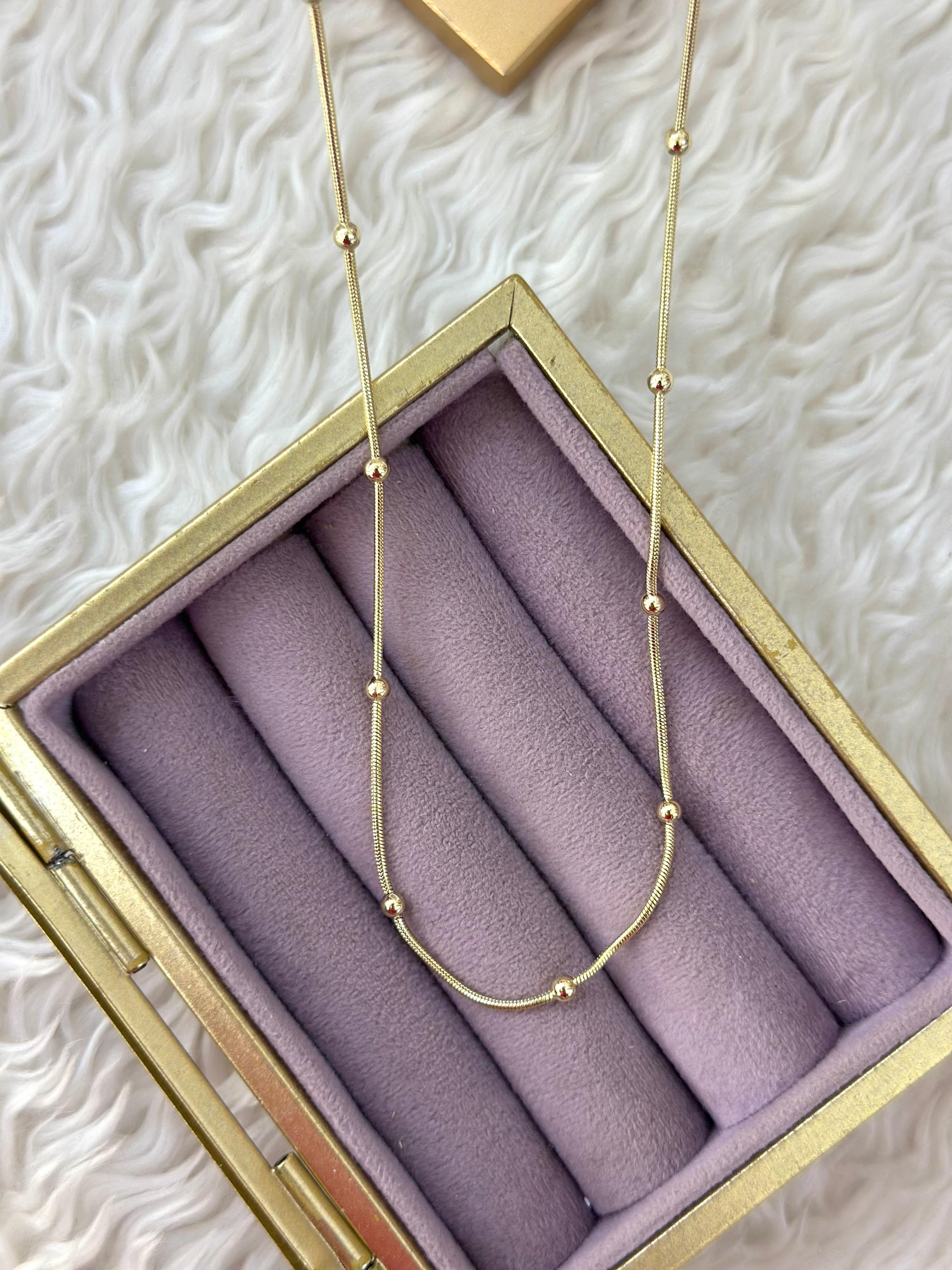 💫 Xuping Gold Boncuk Detaylı Zarif Zincir Kolye 💫