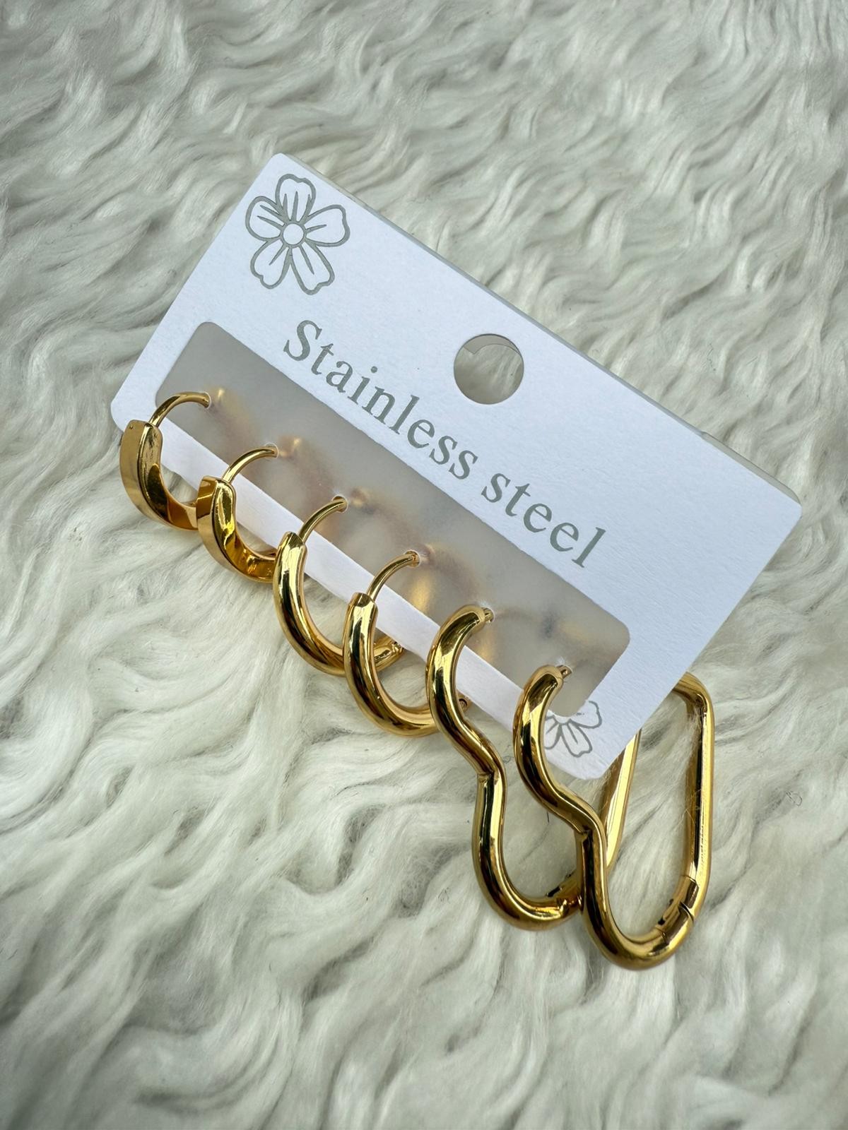 6’lı Mix Halka Küpe Seti (Stainless Steel)