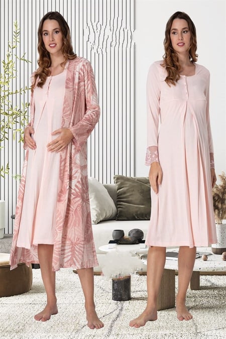 Sabahlıklı Hamile Lohusa Gecelik Takım - 9045