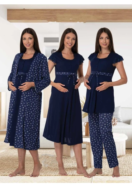 Lohusa 4'lü Set - Sabahlık/Pijama Takımı/Gecelik - 6016