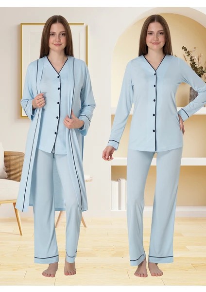 Lohusa Sabahlıklı Pijama Takımı Pembe - 5074