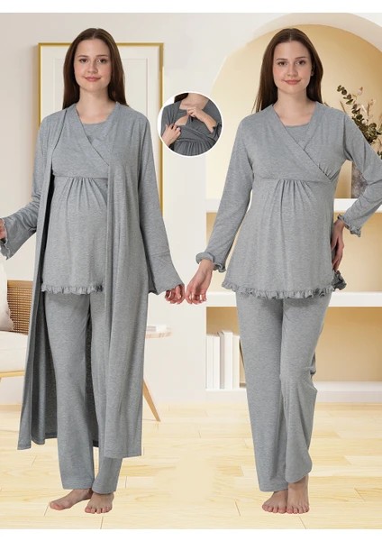 Lohusa Sabahlıklı Pijama Takımı 4044