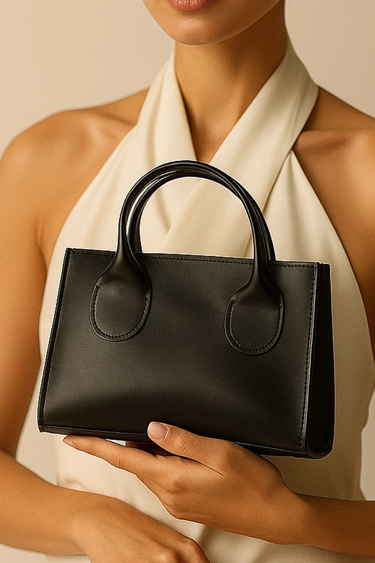 Alvara Belle Siyah Fermuarlı Tek Bölmeli Askılı Kadın El Kol ve Omuz Çantası