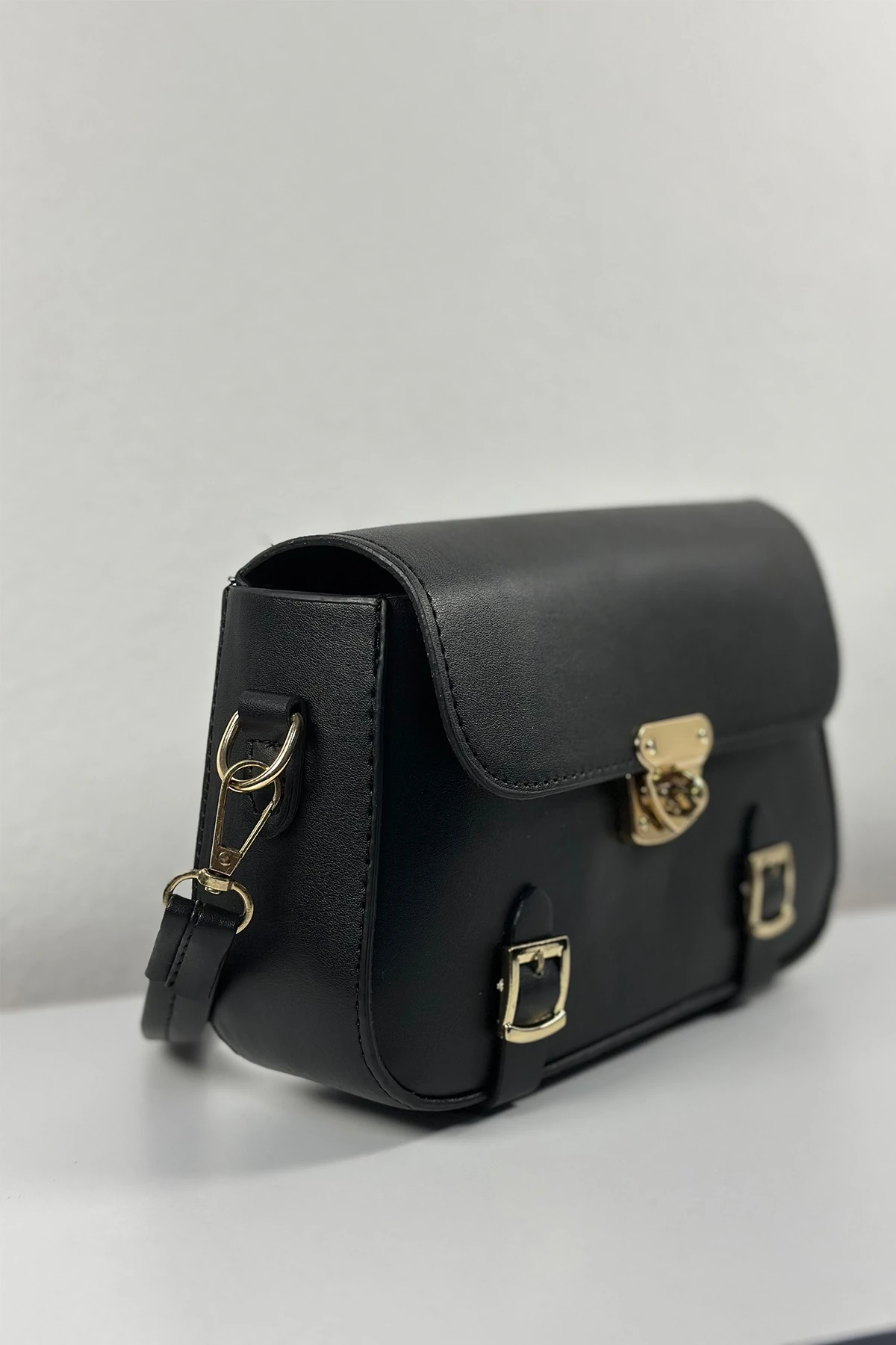 Calista Verona Siyah Kilit Detaylı Askılı Kadın El Kol ve Omuz Çantası