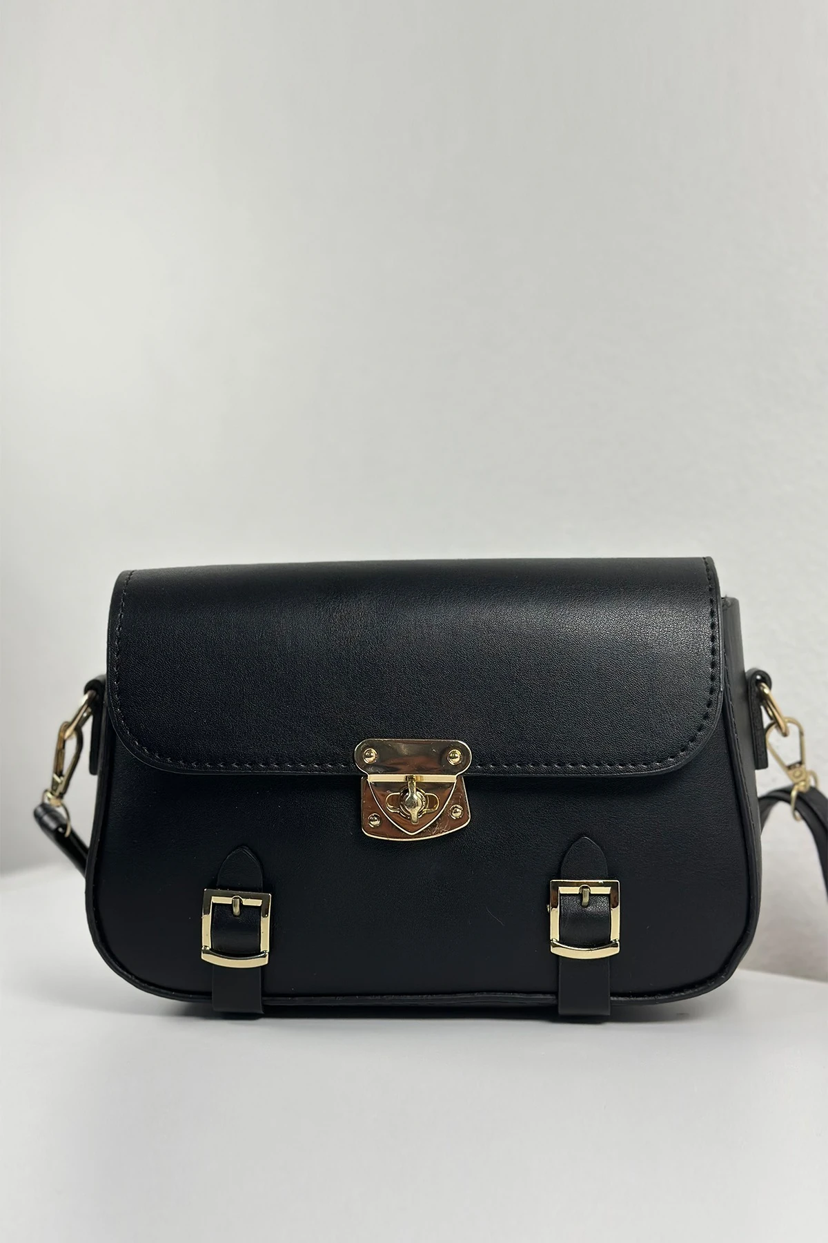 Calista Verona Siyah Kilit Detaylı Askılı Kadın El Kol ve Omuz Çantası