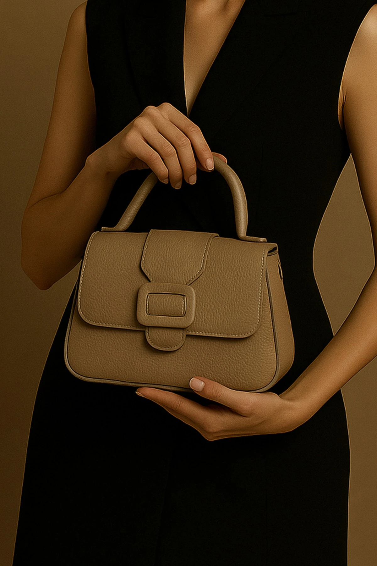 Vivelle Couture Krem Tek Bölmeli Kadın El Kol ve Omuz Çantası