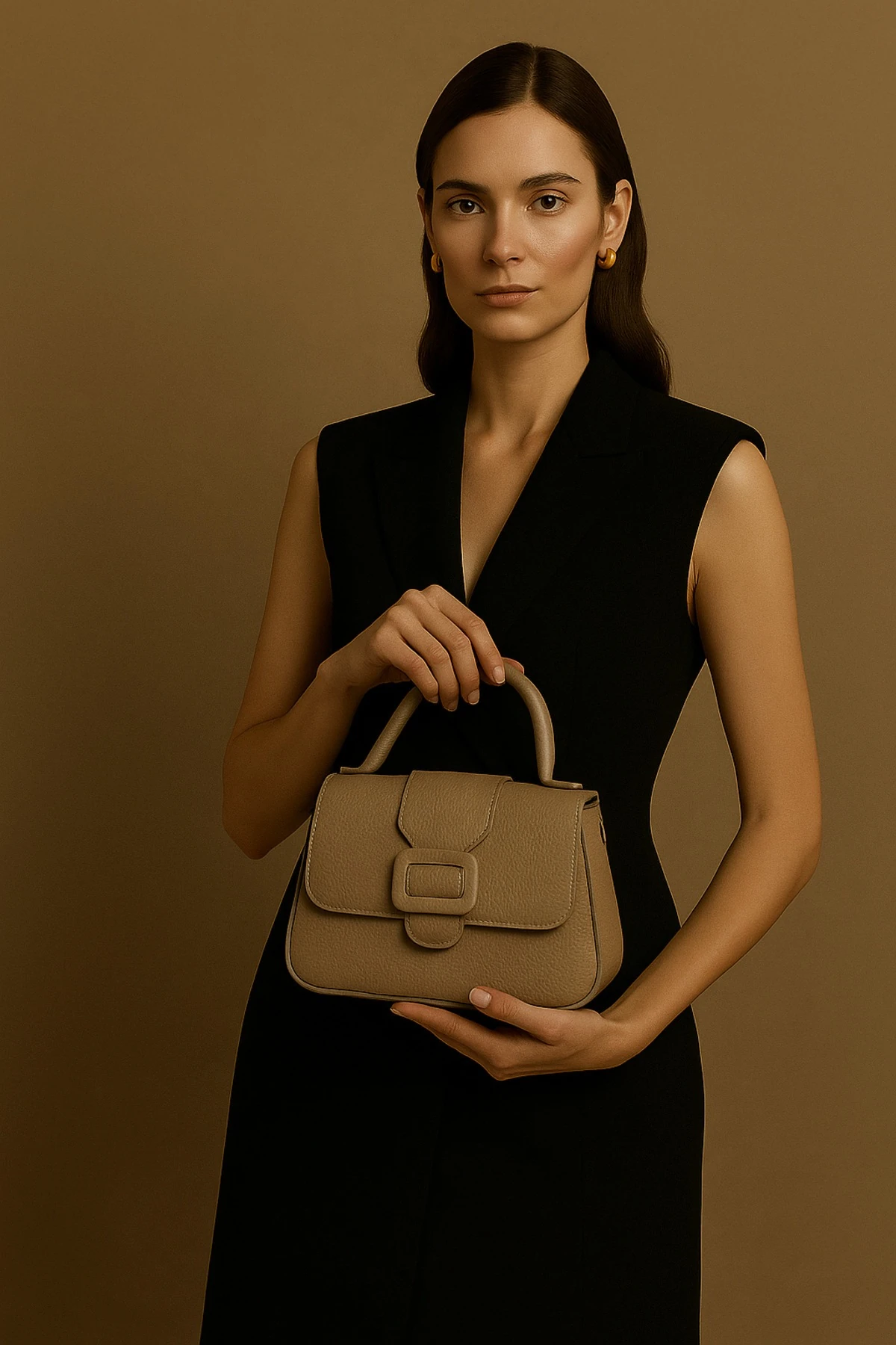 Vivelle Couture Krem Tek Bölmeli Kadın El Kol ve Omuz Çantası