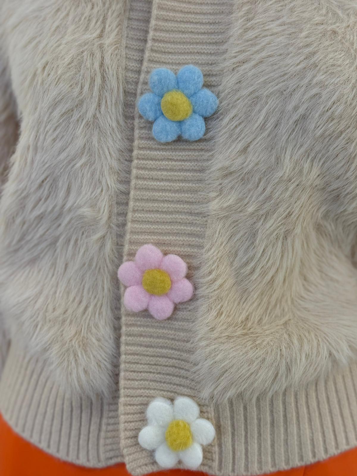 Papatya Düğme Detaylı Hırka 