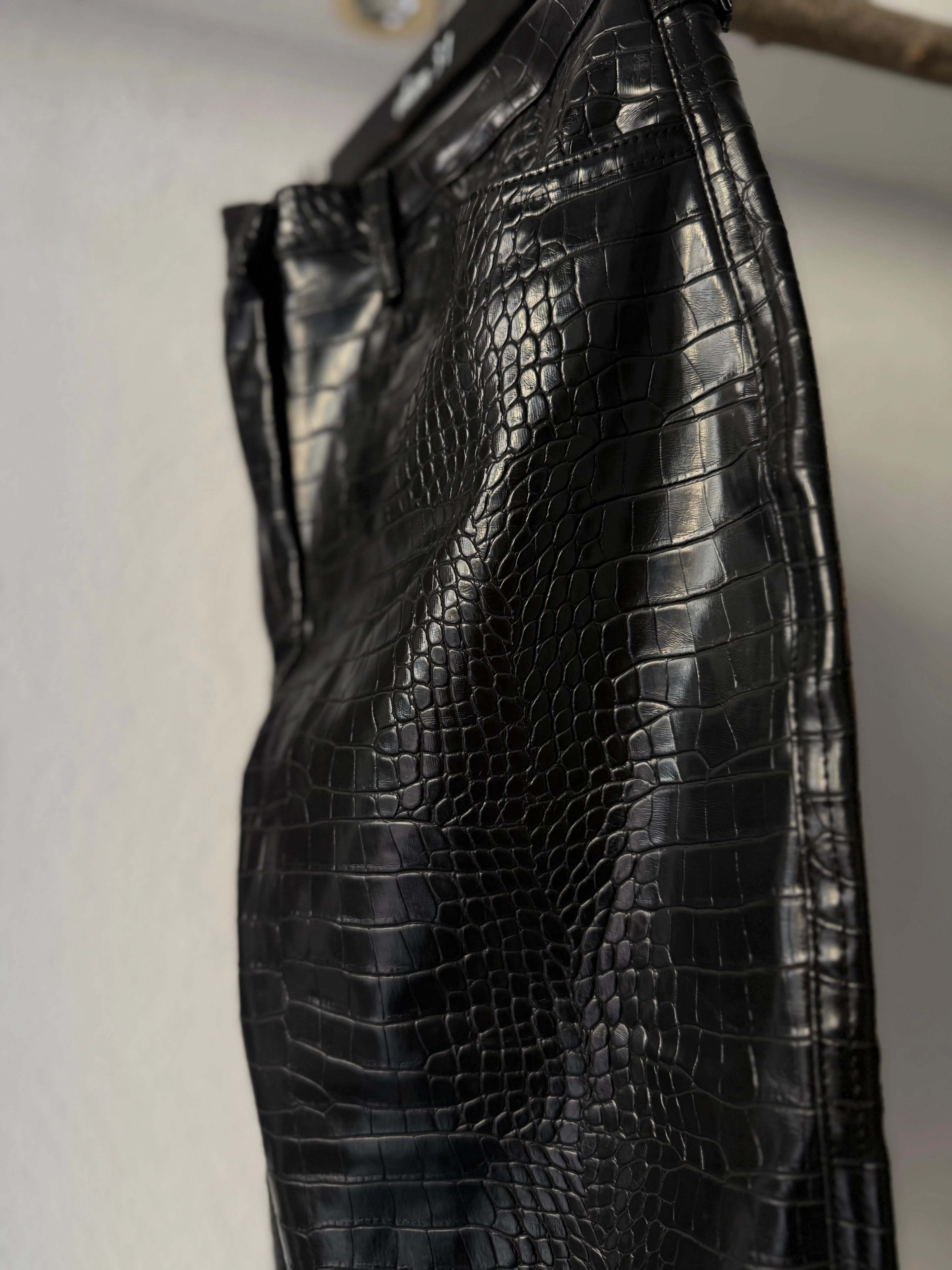 Croco Desen Siyah  Pantolon