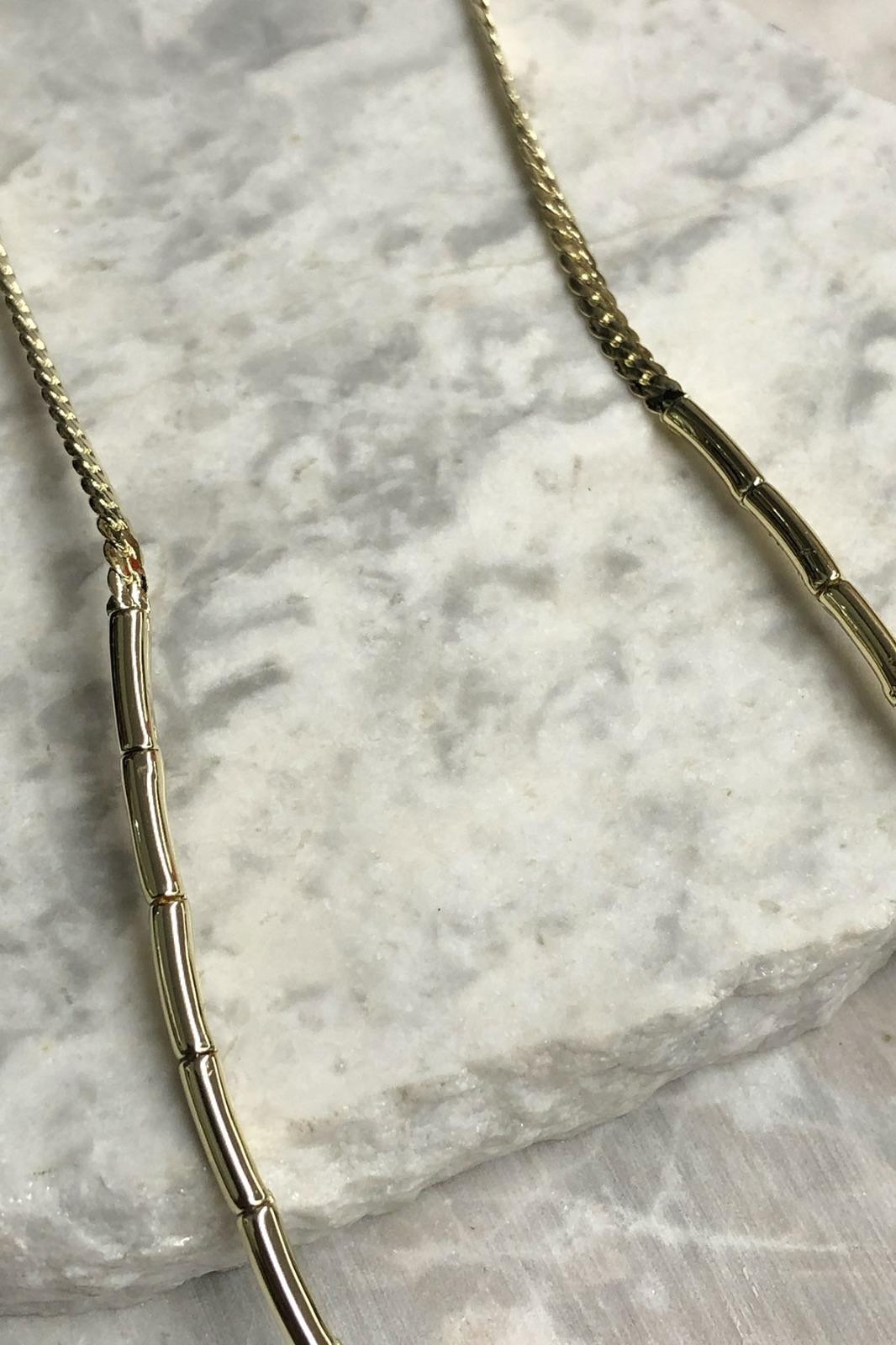 Mavi Çiçek Model Zirkon Taş Kaplama Gold Kolye