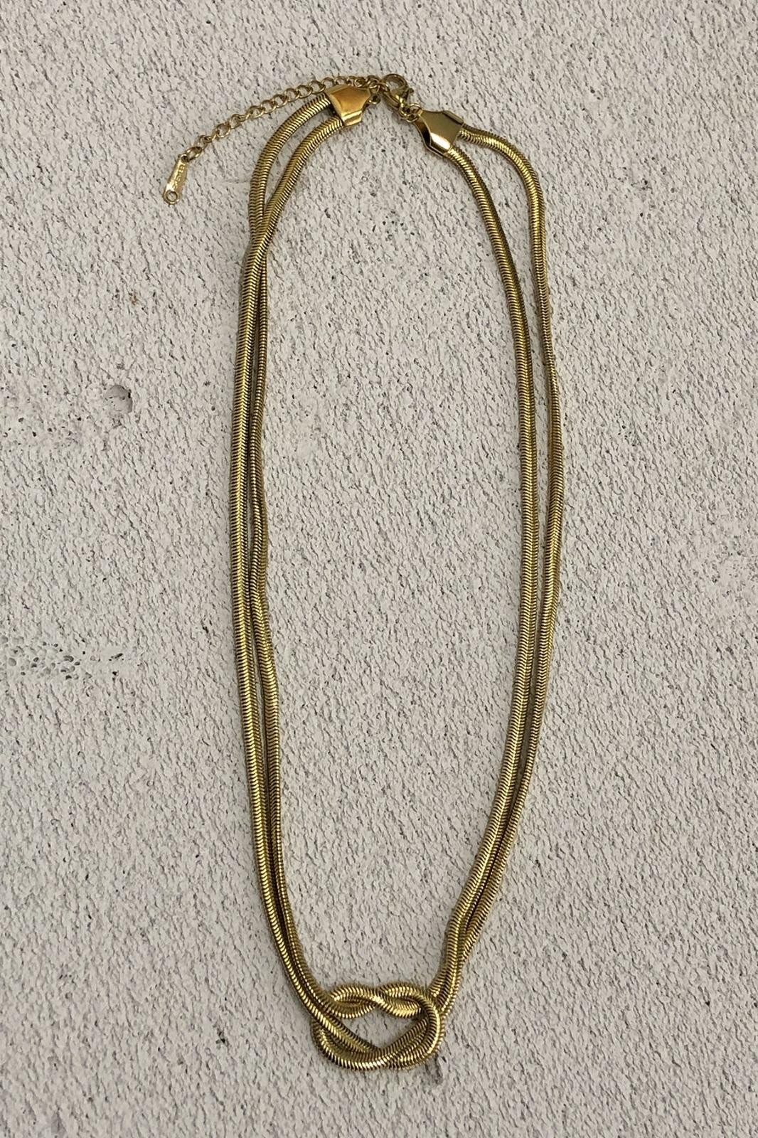 Düğüm Model Gold Çelik Kolye