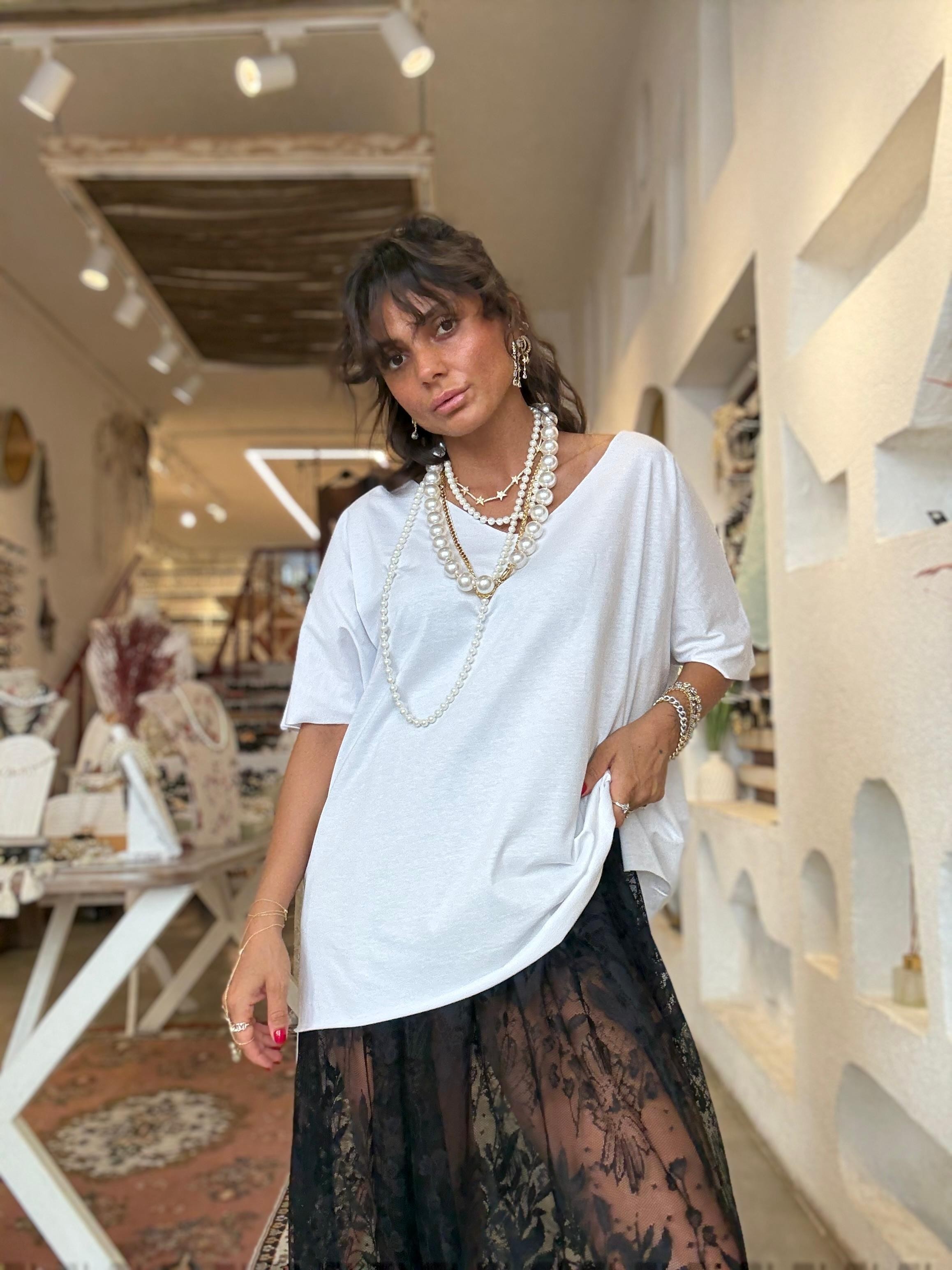 Oversize Tişört - Beyaz