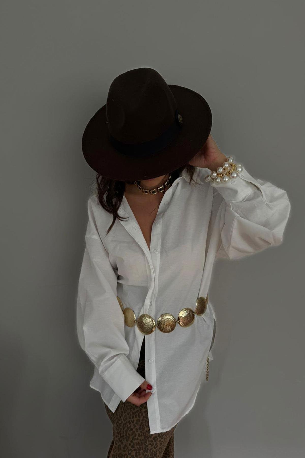 Yuvarlak Desen Model Gold Detaylı Kemer