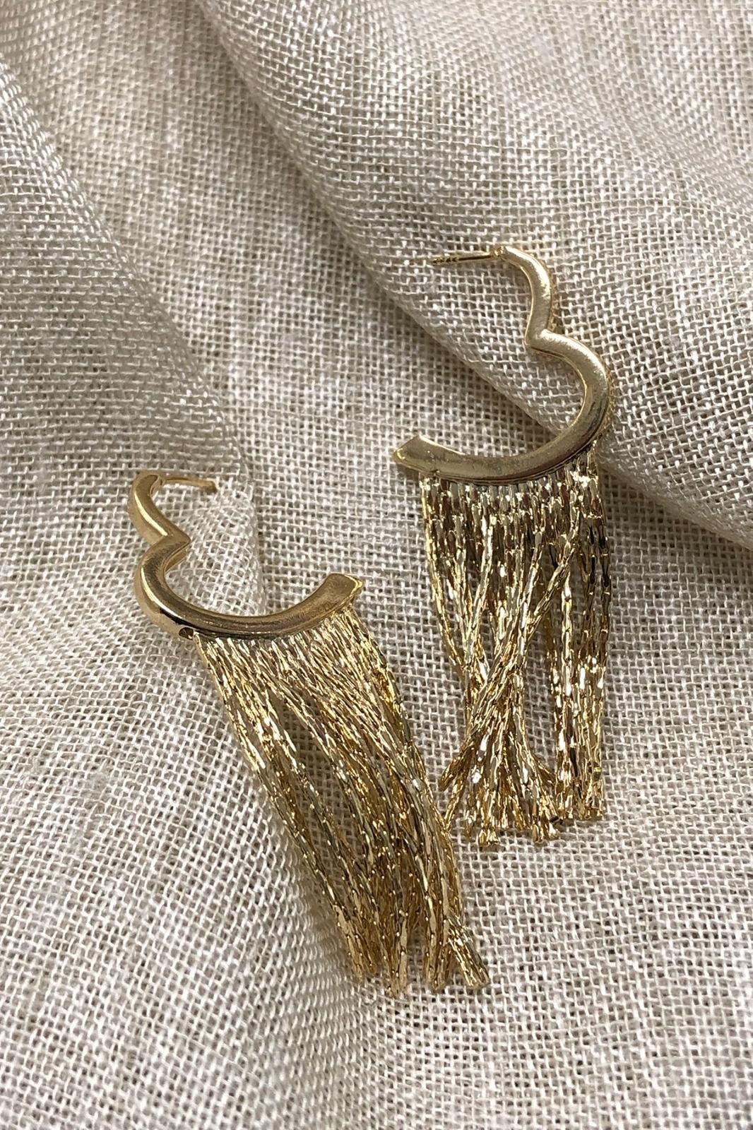 Kalp Sallantılı Model Gold Küpe