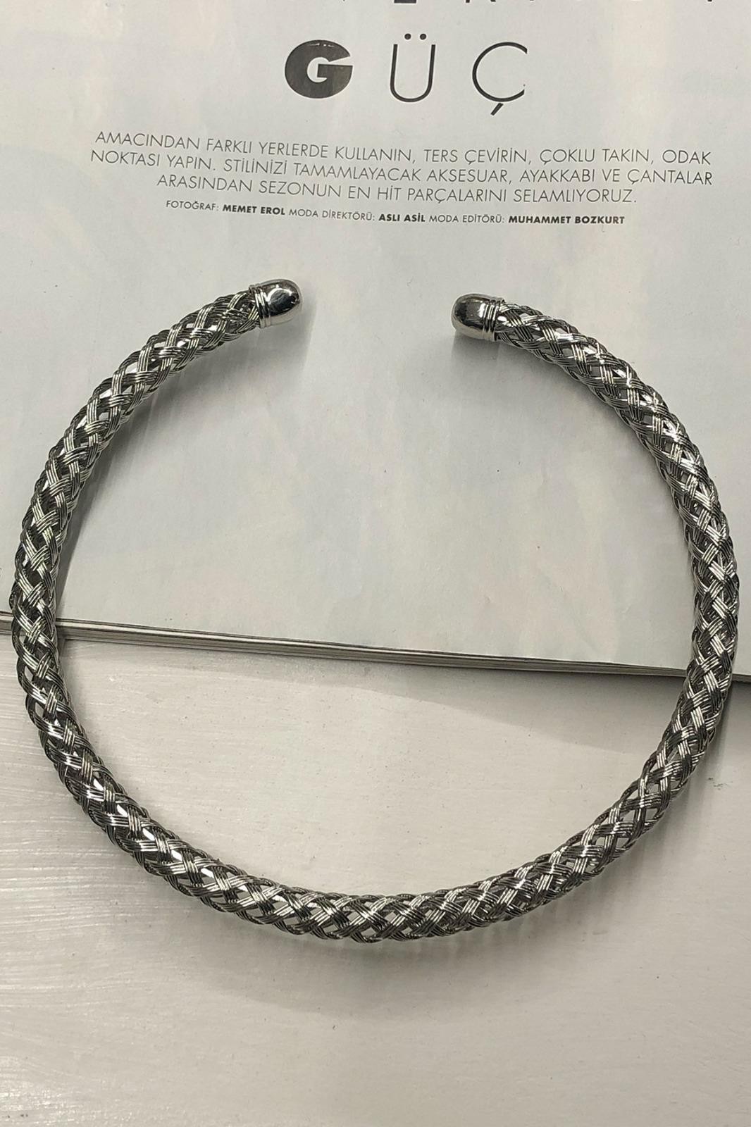 Örgü Model Kaplama Gümüş Kolye
