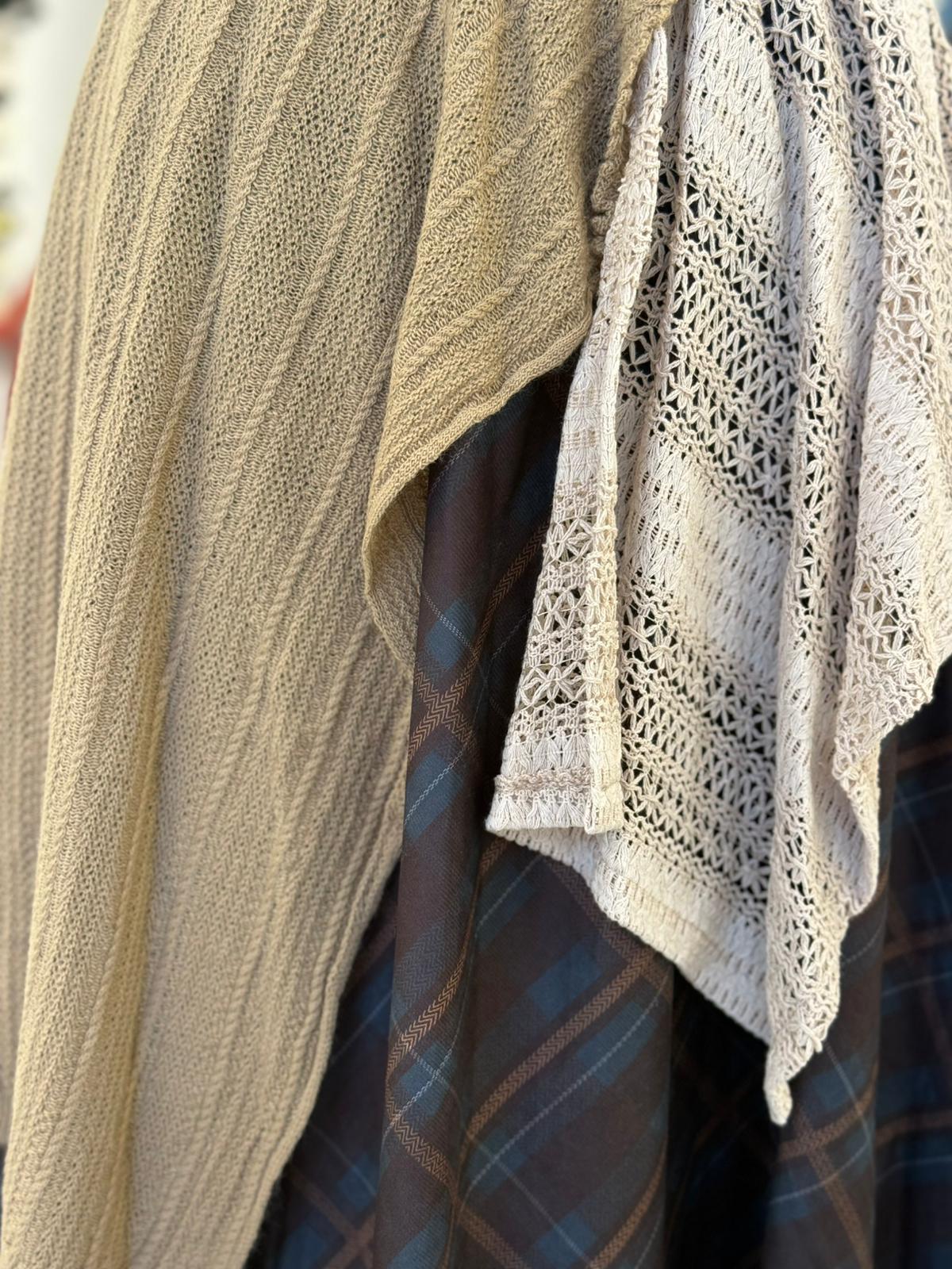 Parçalı Kahve Rengi Etek