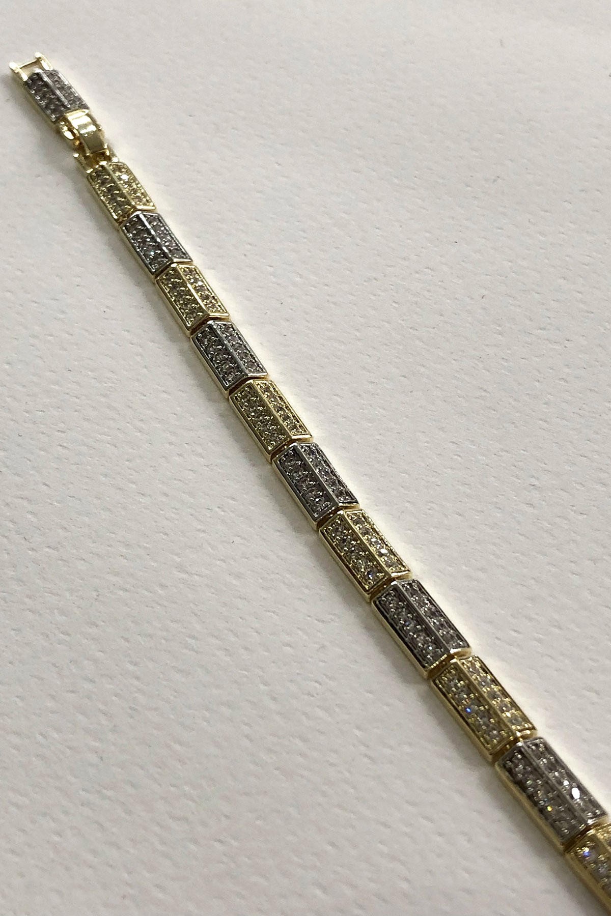 Taşlı Gold Silver Model Xp Kaplama Bileklik