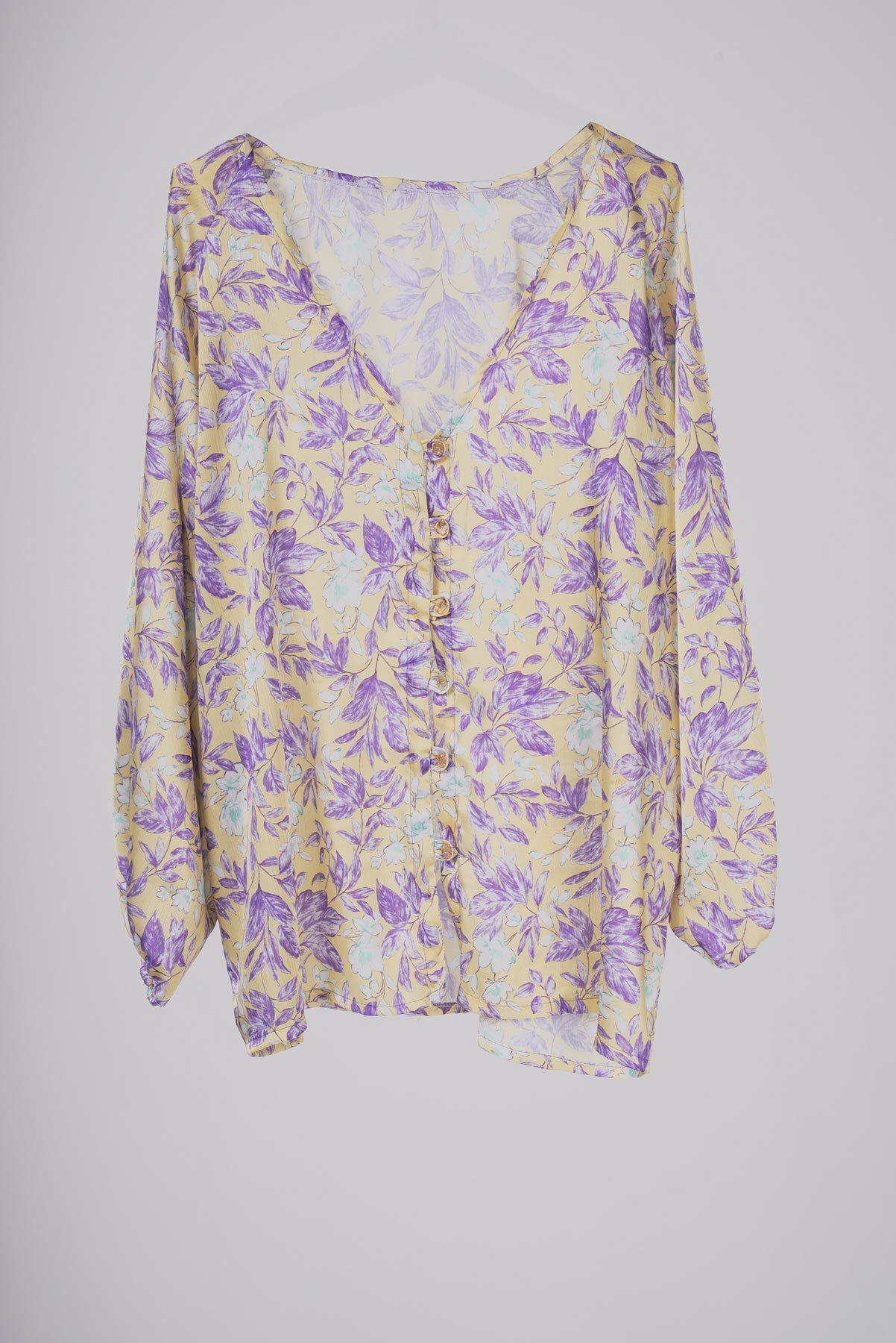 Pastel Çiçek | Desenli Oversize Saten Gömlek